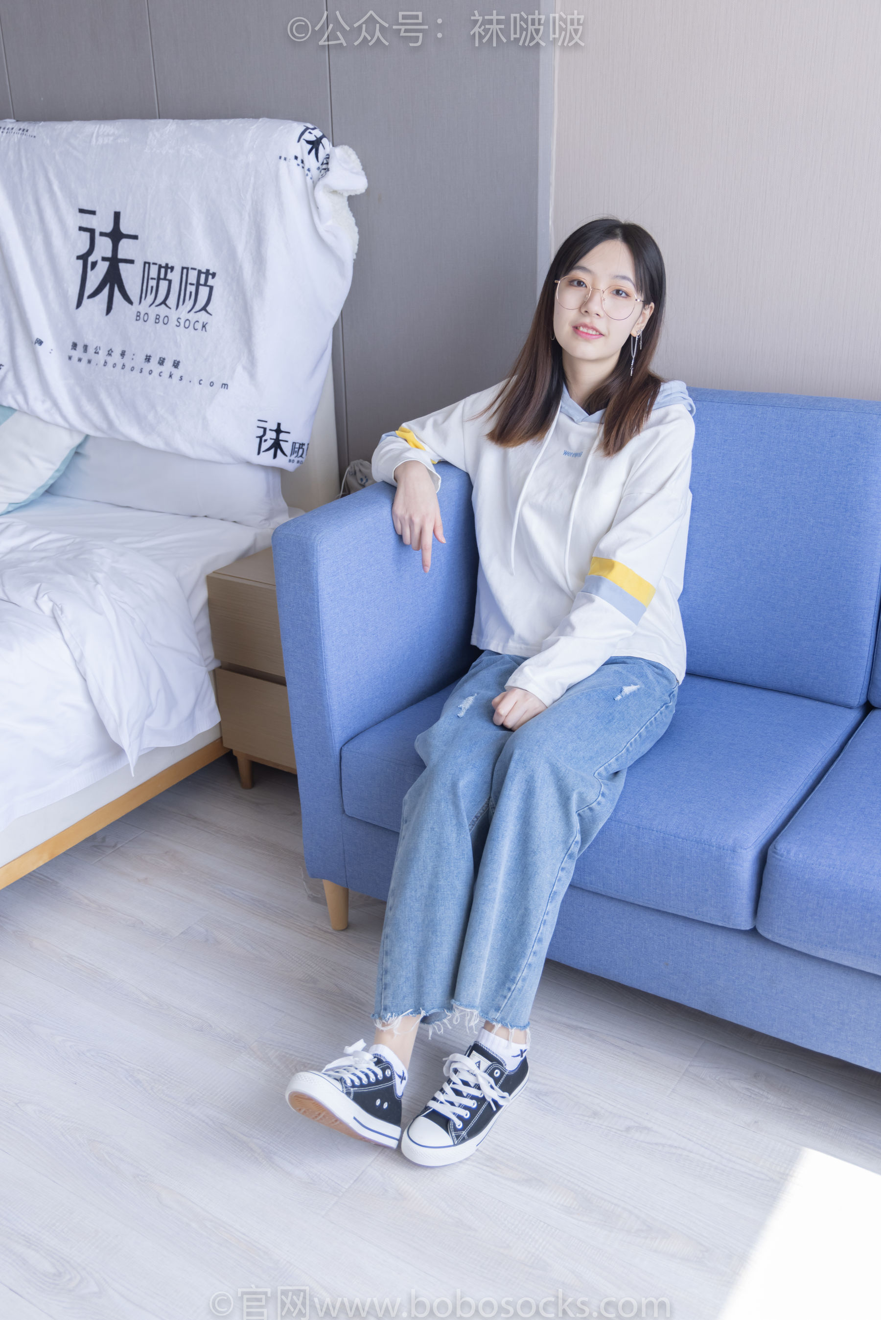 BoBoSocks袜啵啵 No.080 小甜豆-帆布鞋、白棉袜、肉丝
