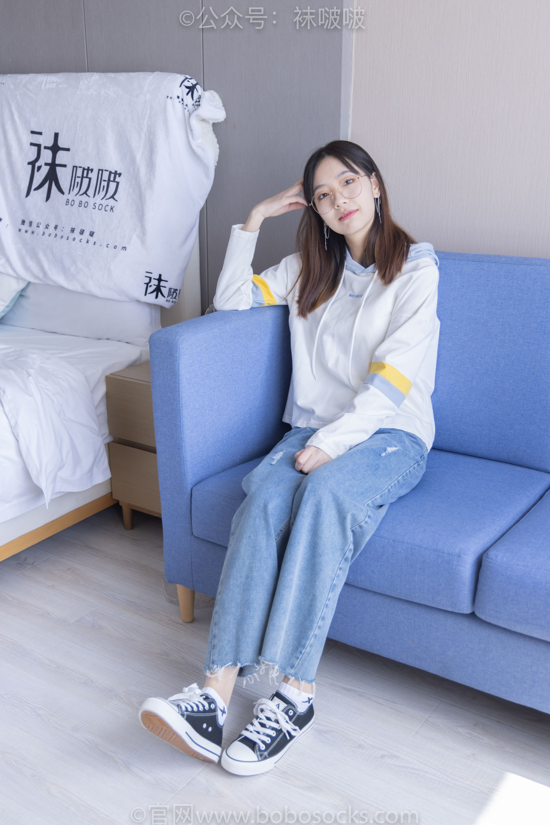 BoBoSocks袜啵啵 No.080 小甜豆-帆布鞋、白棉袜、肉丝