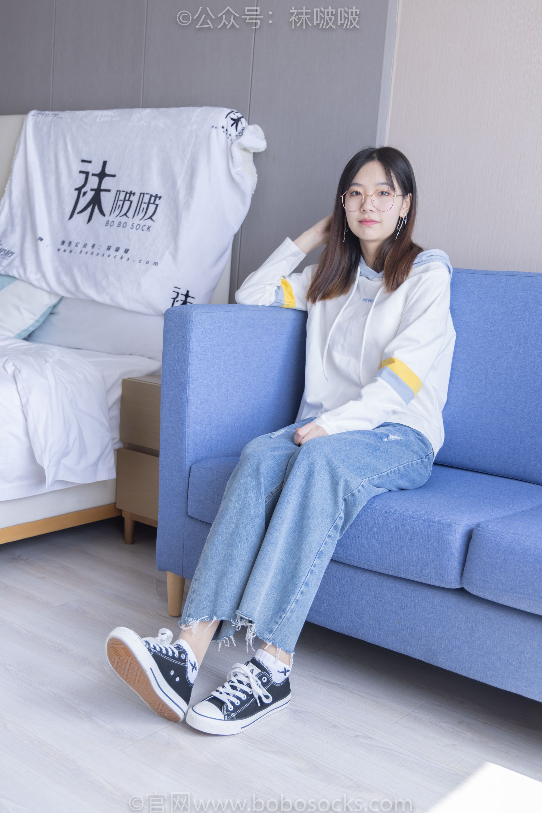 BoBoSocks袜啵啵 No.080 小甜豆-帆布鞋、白棉袜、肉丝