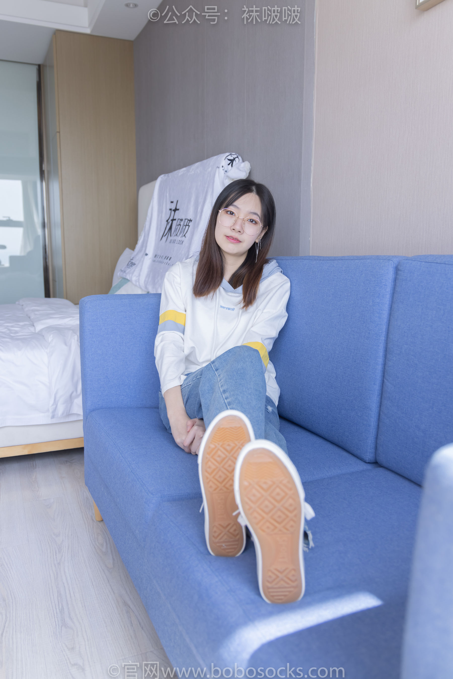 BoBoSocks袜啵啵 No.080 小甜豆-帆布鞋、白棉袜、肉丝