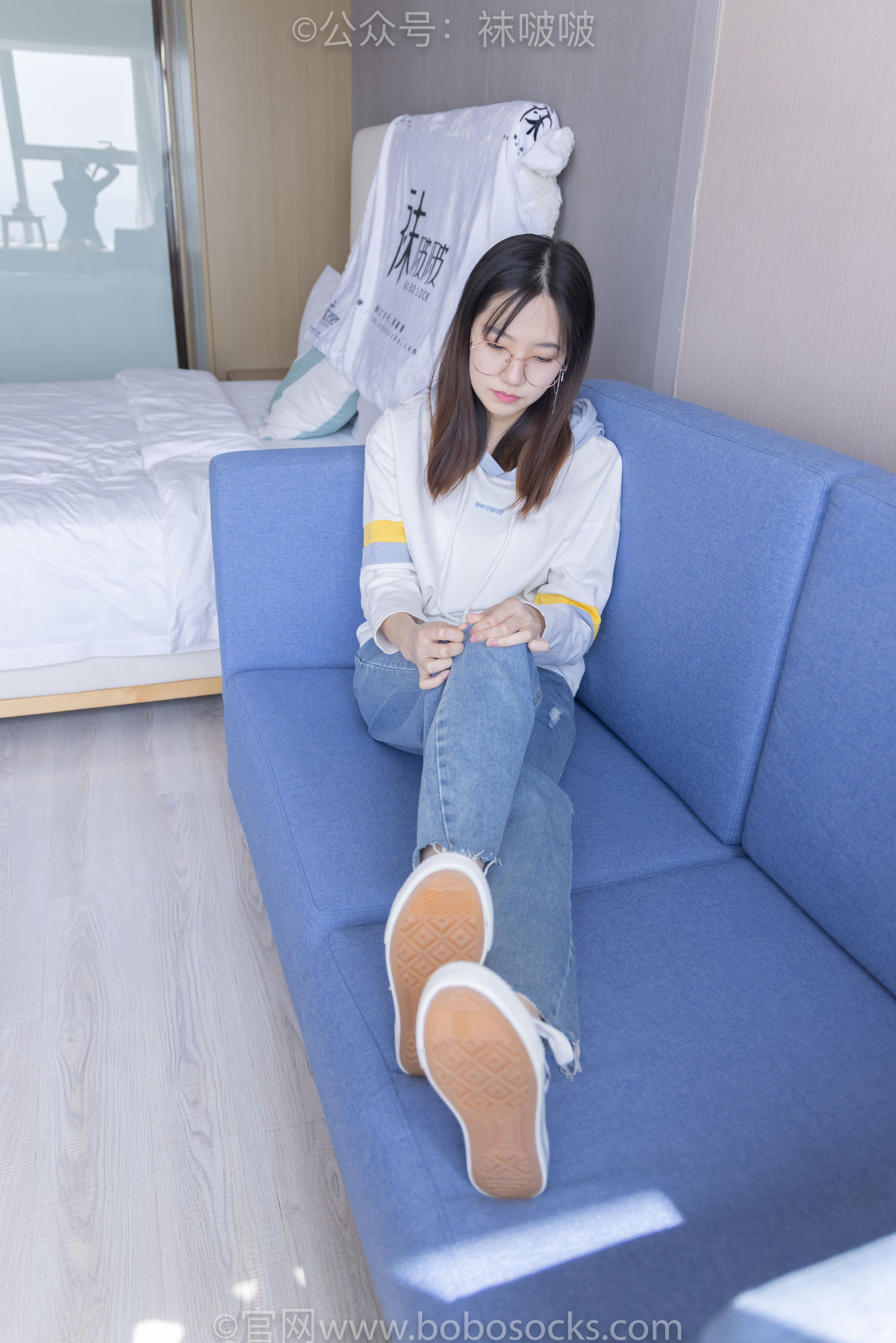 BoBoSocks袜啵啵 No.080 小甜豆-帆布鞋、白棉袜、肉丝