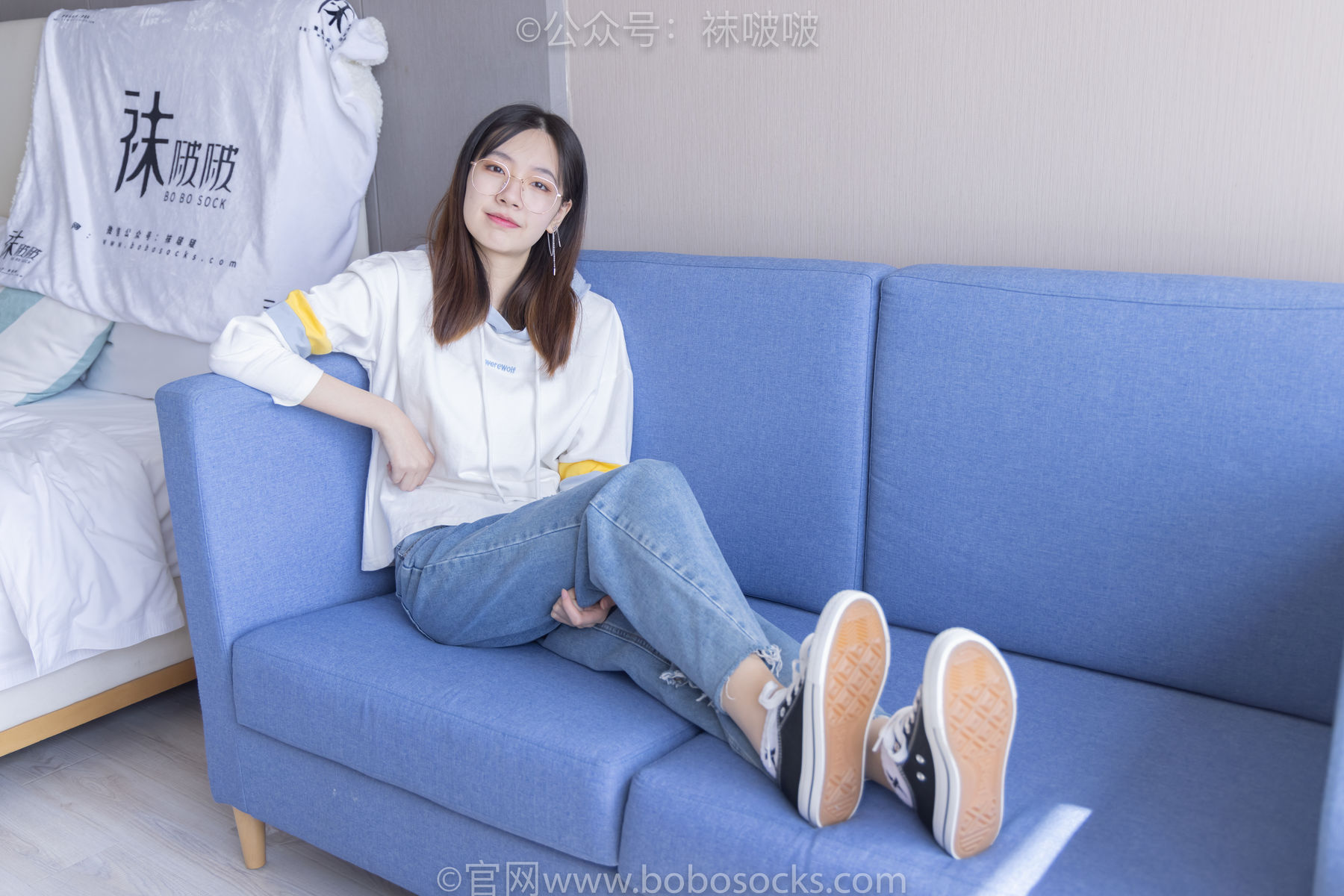 BoBoSocks袜啵啵 No.080 小甜豆-帆布鞋、白棉袜、肉丝