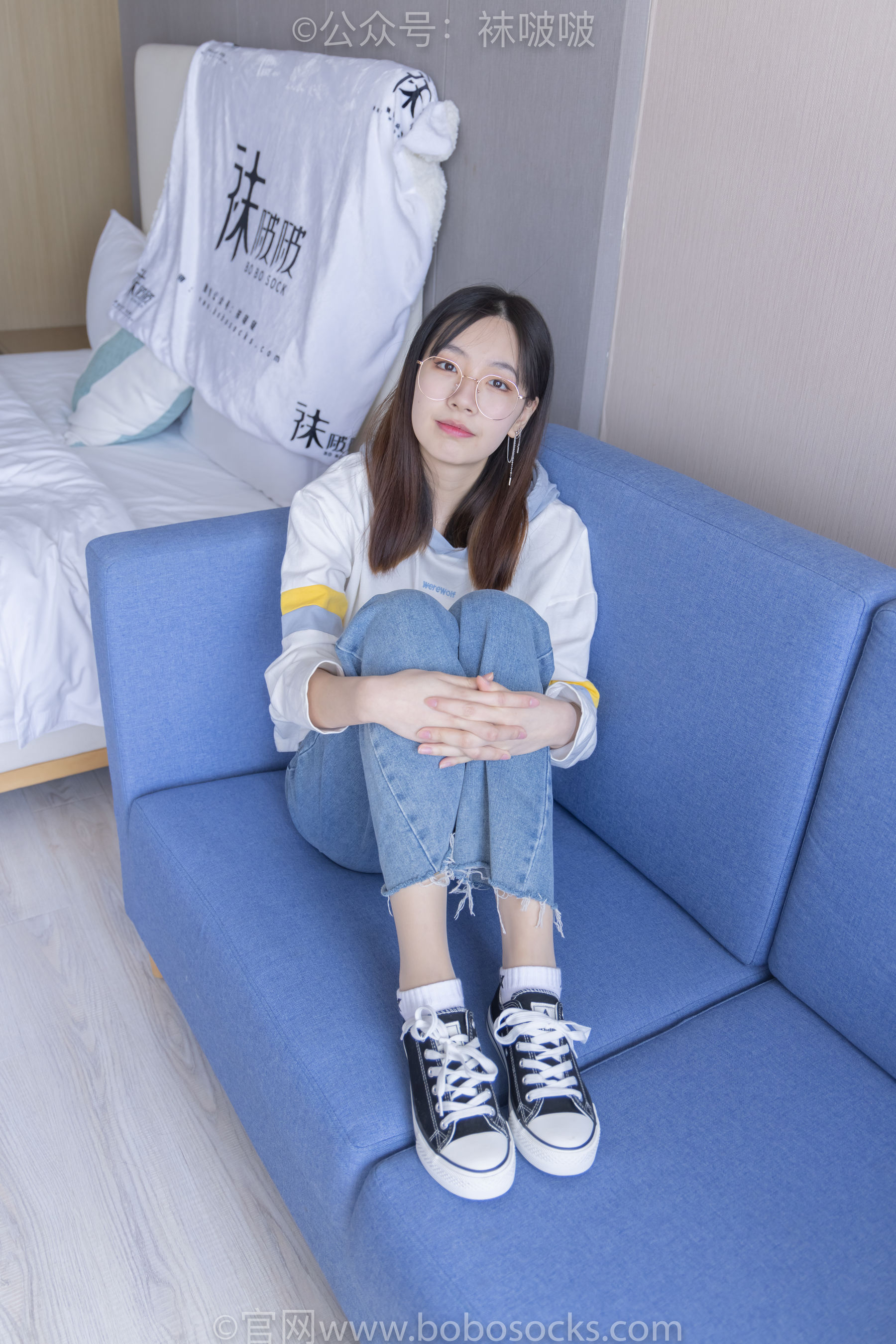 BoBoSocks袜啵啵 No.080 小甜豆-帆布鞋、白棉袜、肉丝