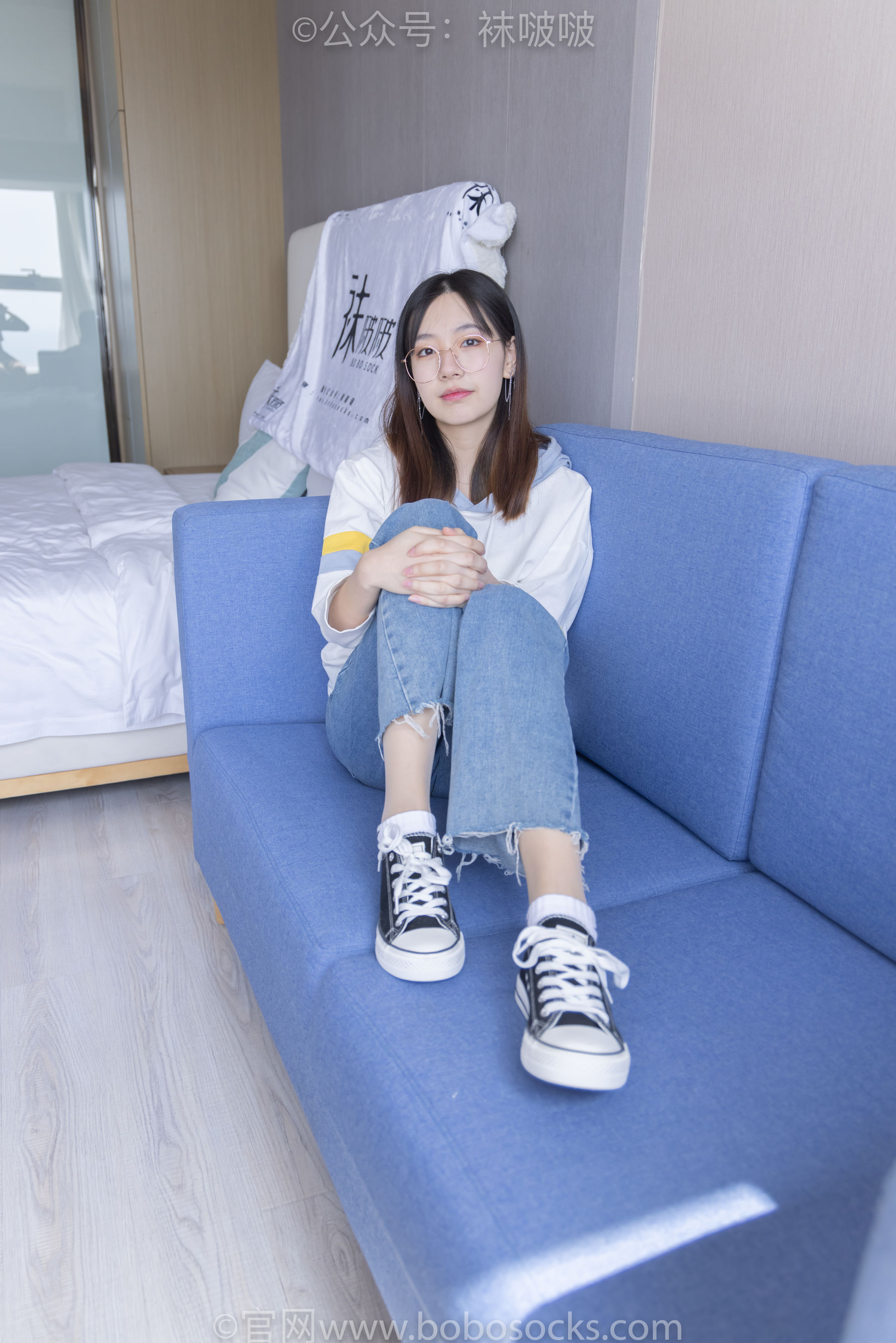 BoBoSocks袜啵啵 No.080 小甜豆-帆布鞋、白棉袜、肉丝