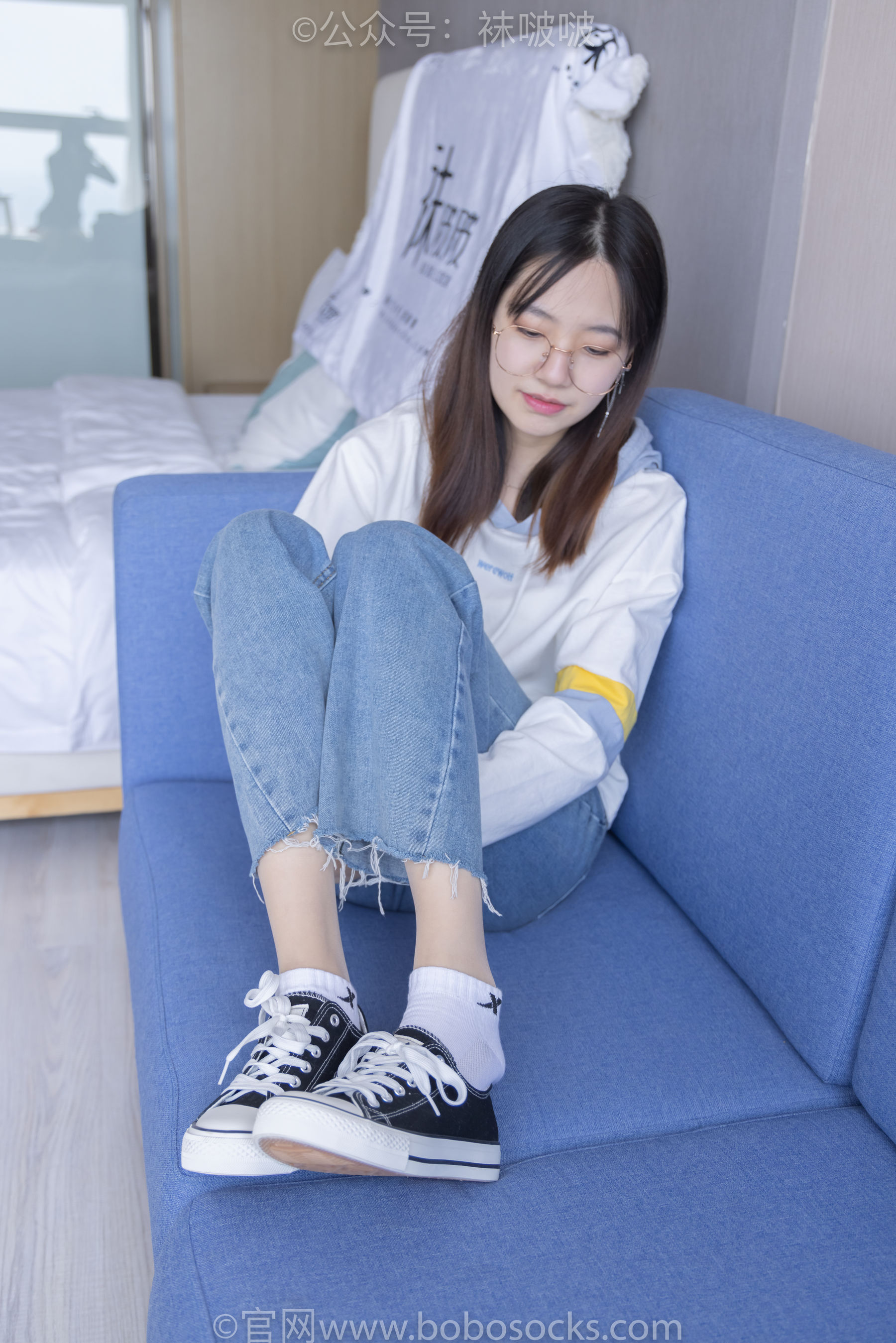 BoBoSocks袜啵啵 No.080 小甜豆-帆布鞋、白棉袜、肉丝
