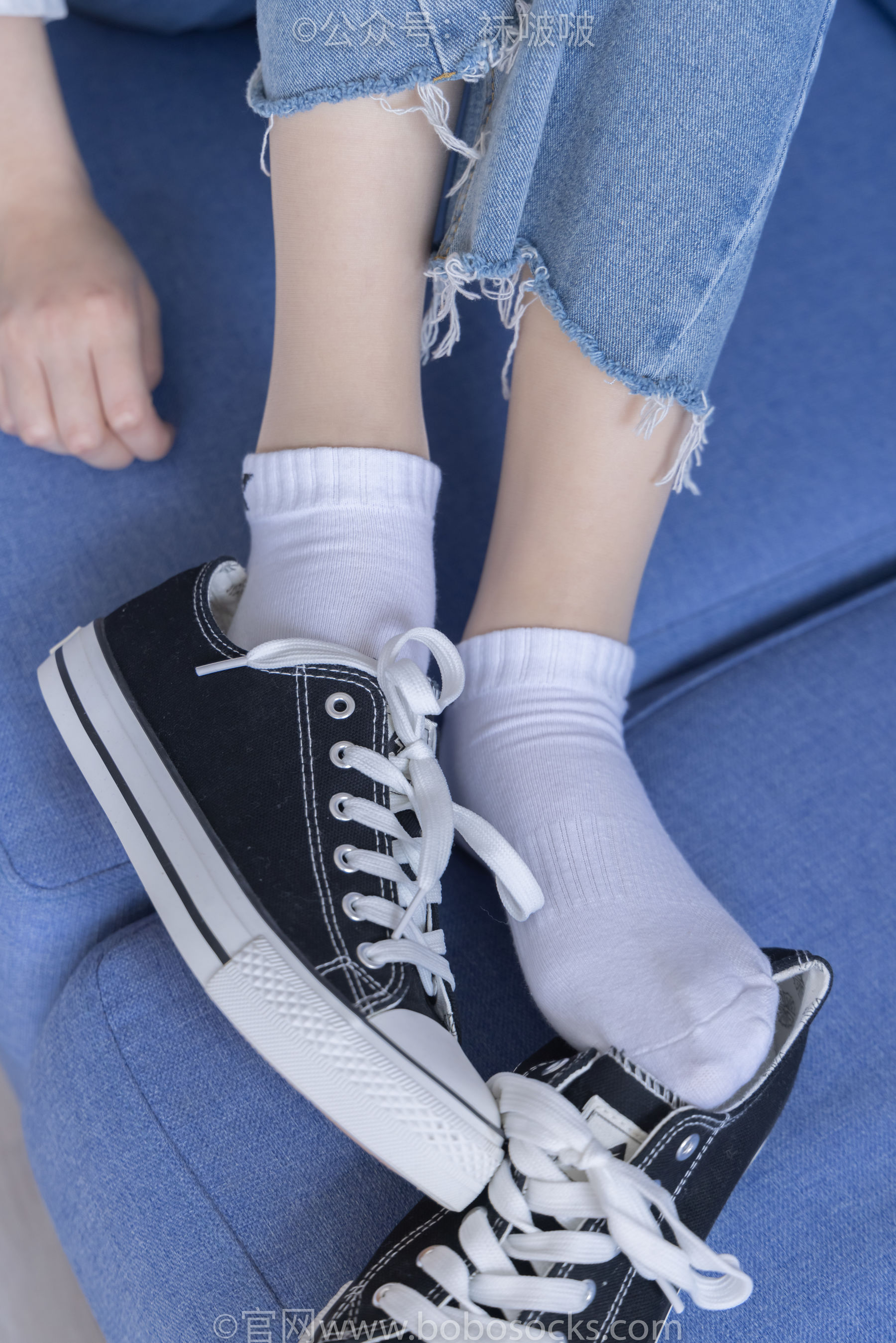BoBoSocks袜啵啵 No.080 小甜豆-帆布鞋、白棉袜、肉丝
