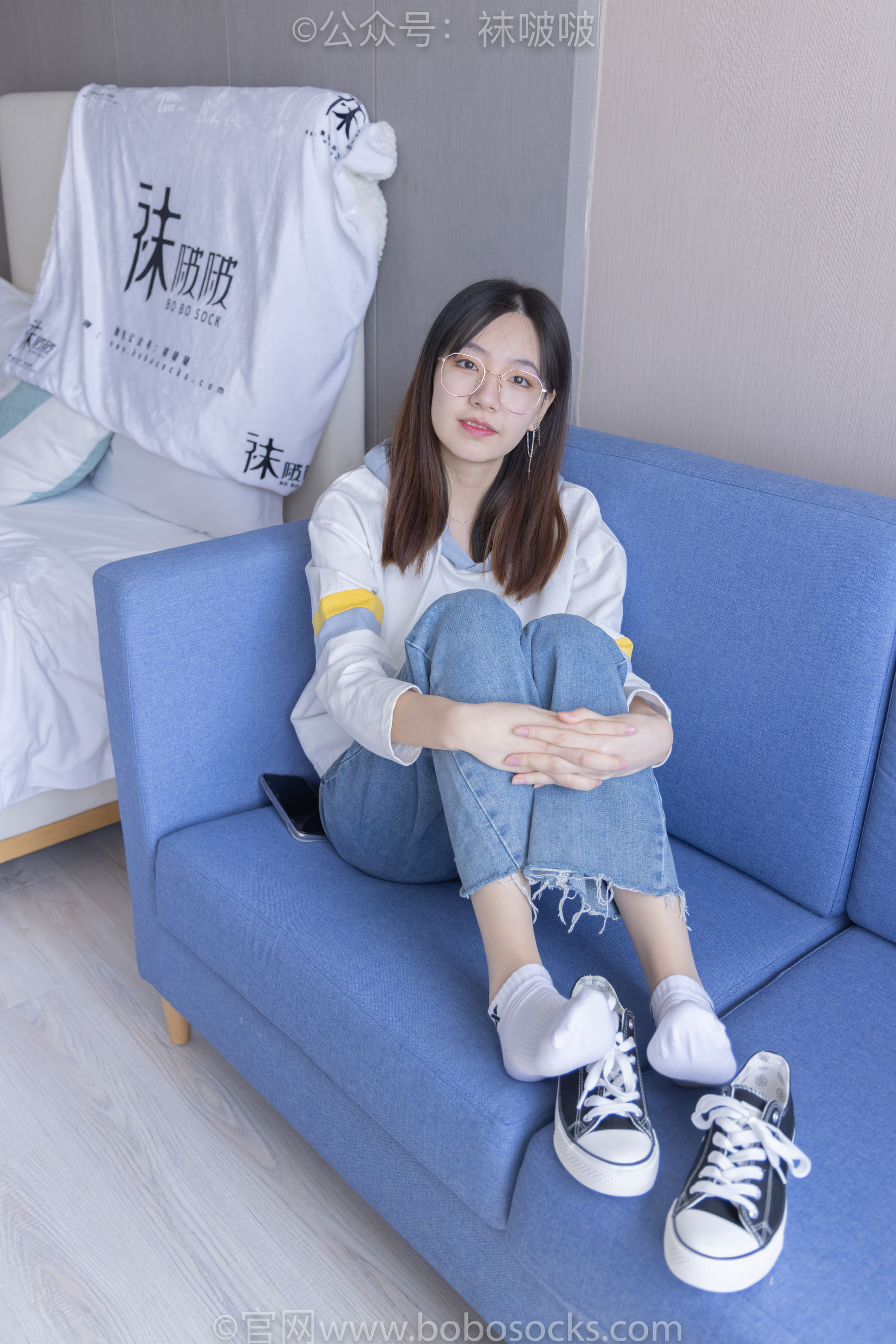 BoBoSocks袜啵啵 No.080 小甜豆-帆布鞋、白棉袜、肉丝