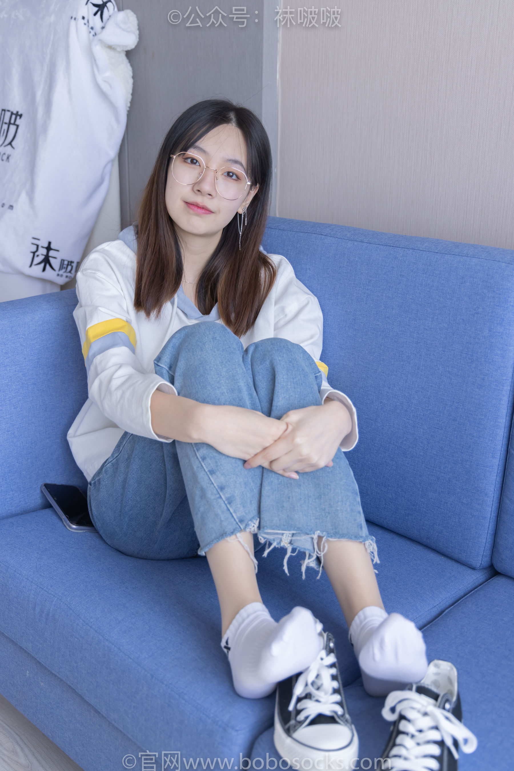 BoBoSocks袜啵啵 No.080 小甜豆-帆布鞋、白棉袜、肉丝