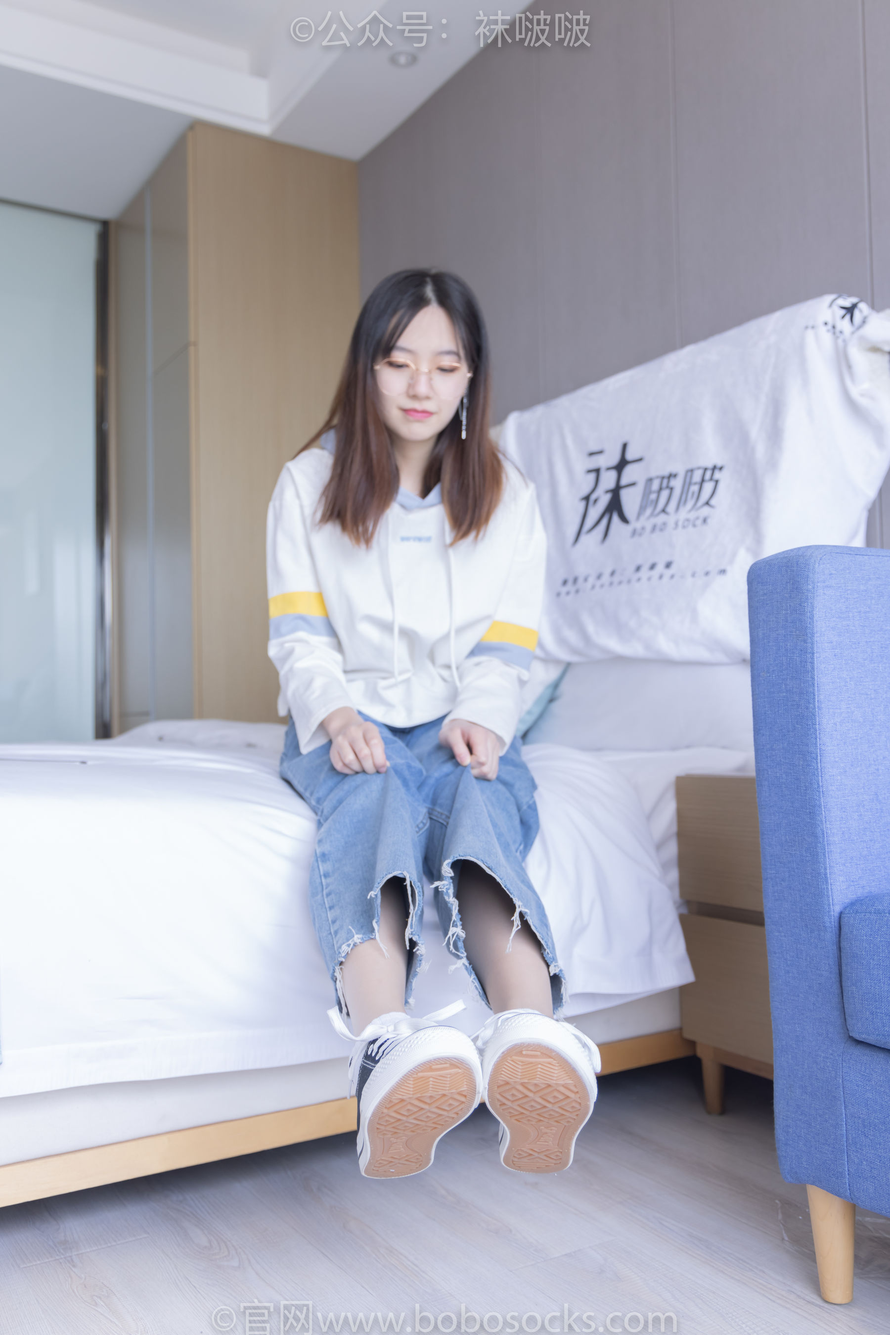 BoBoSocks袜啵啵 No.080 小甜豆-帆布鞋、白棉袜、肉丝