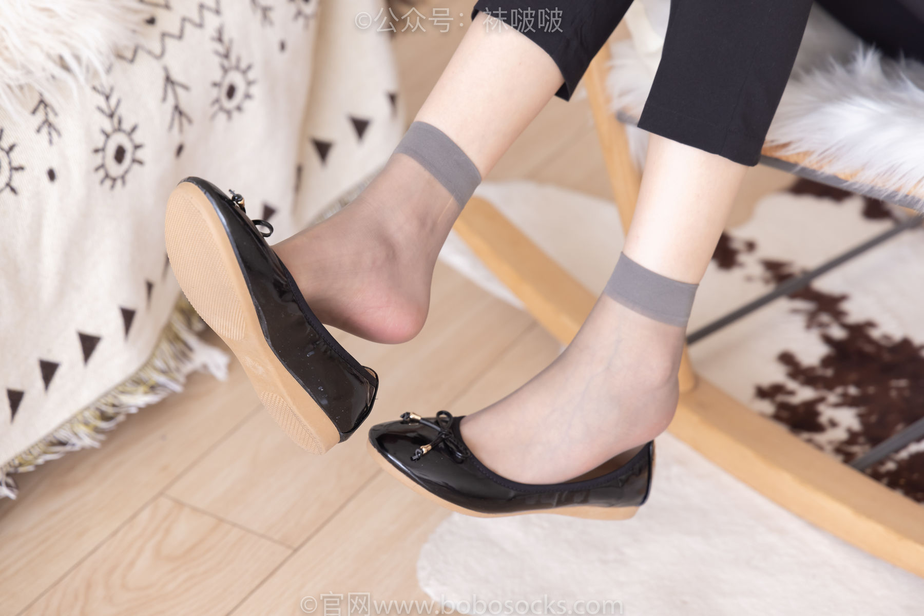 BoBoSocks袜啵啵 No.085 小甜豆-平底鞋、短灰丝、短肉丝