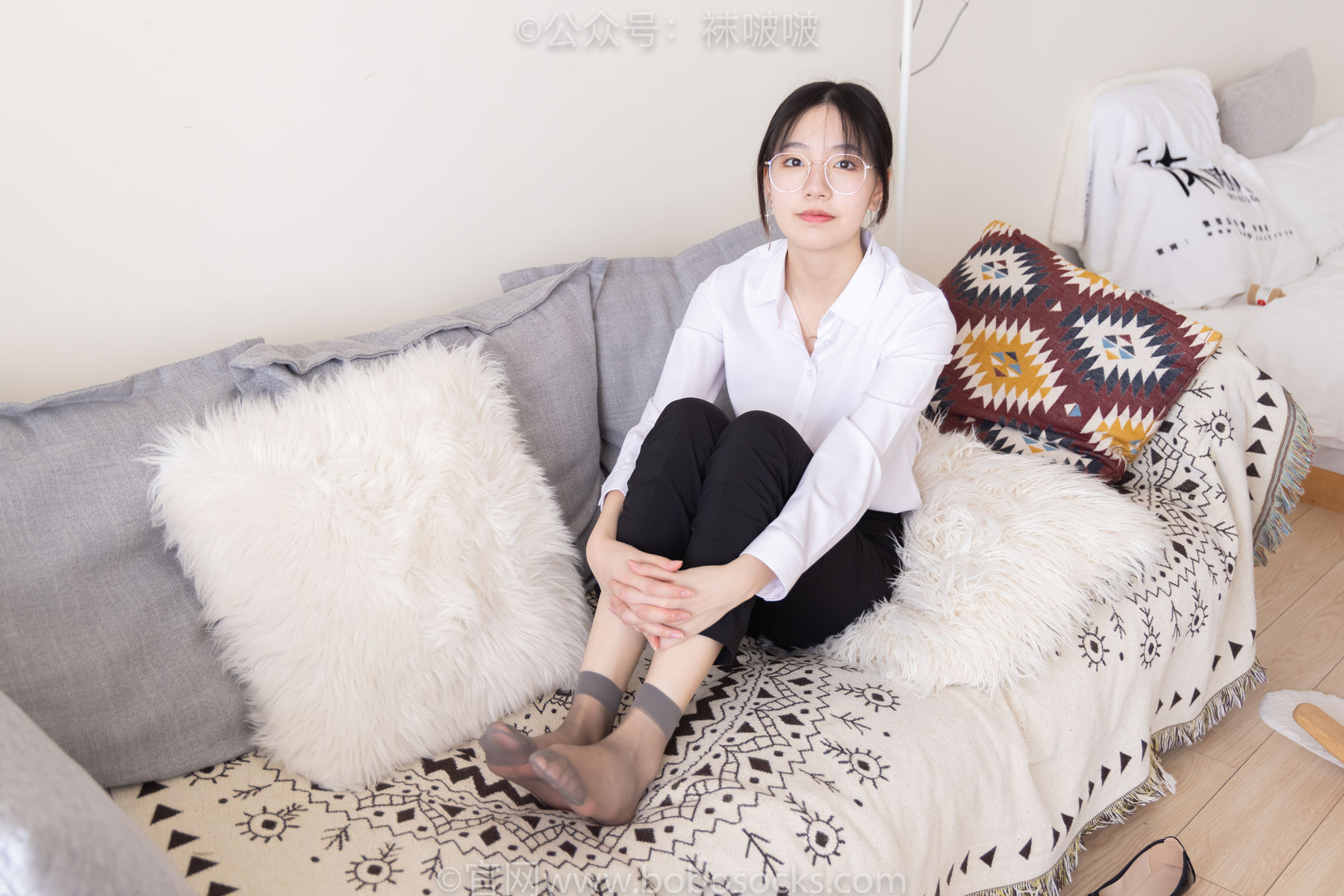 BoBoSocks袜啵啵 No.085 小甜豆-平底鞋、短灰丝、短肉丝