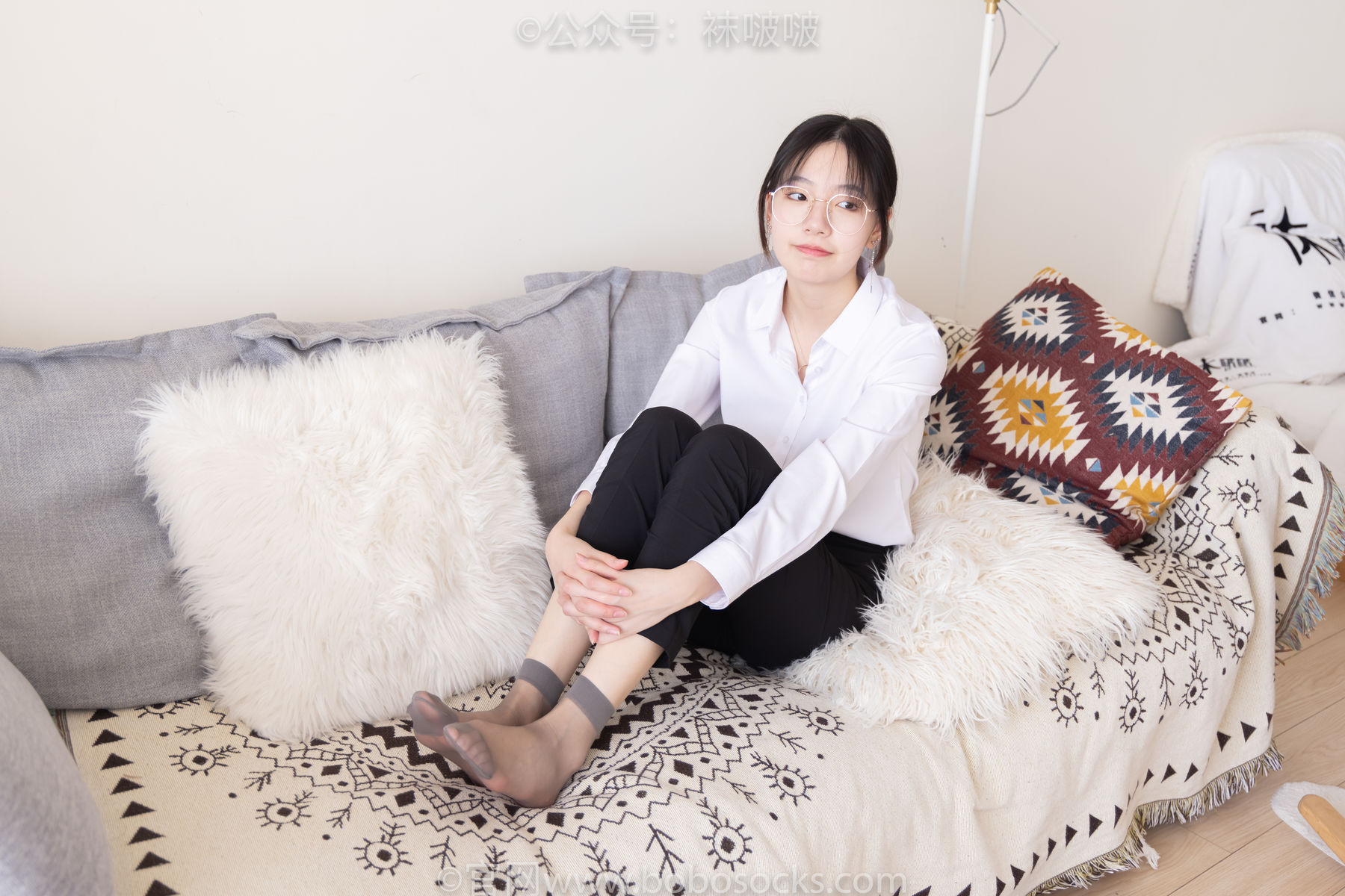 BoBoSocks袜啵啵 No.085 小甜豆-平底鞋、短灰丝、短肉丝