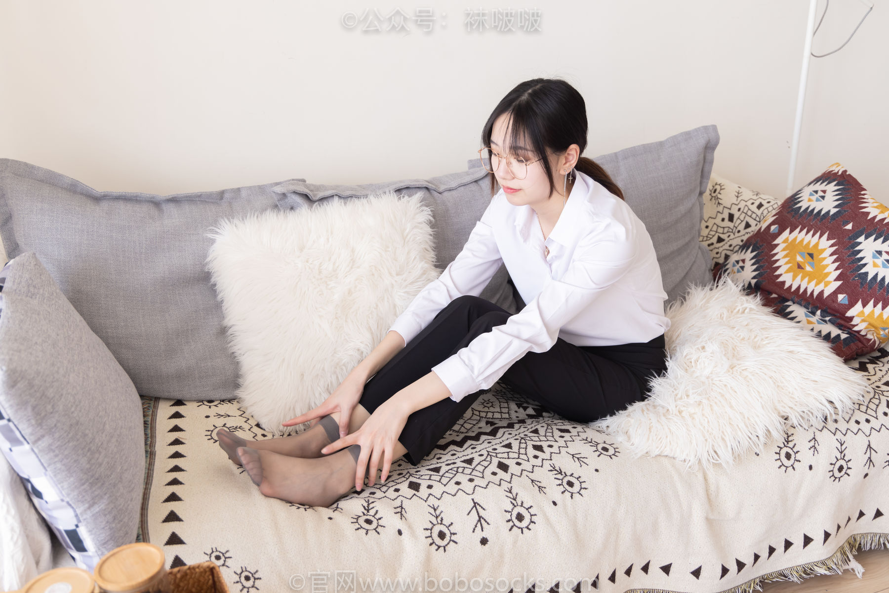 BoBoSocks袜啵啵 No.085 小甜豆-平底鞋、短灰丝、短肉丝