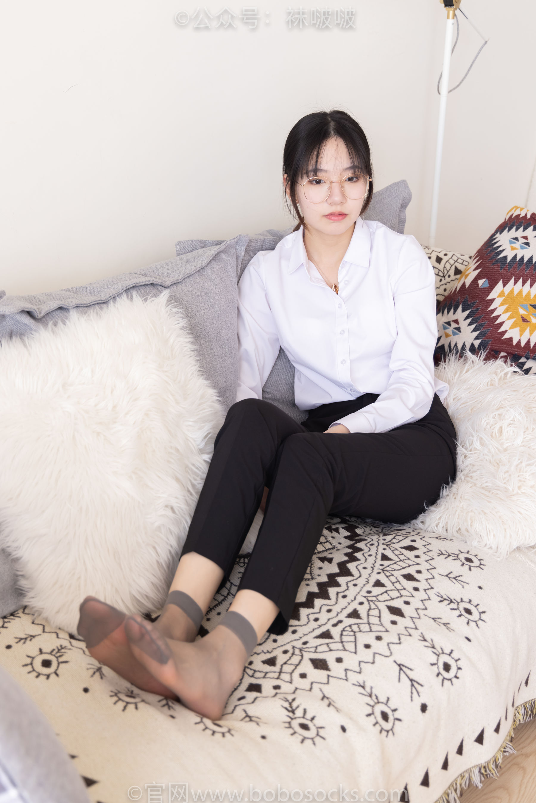 BoBoSocks袜啵啵 No.085 小甜豆-平底鞋、短灰丝、短肉丝