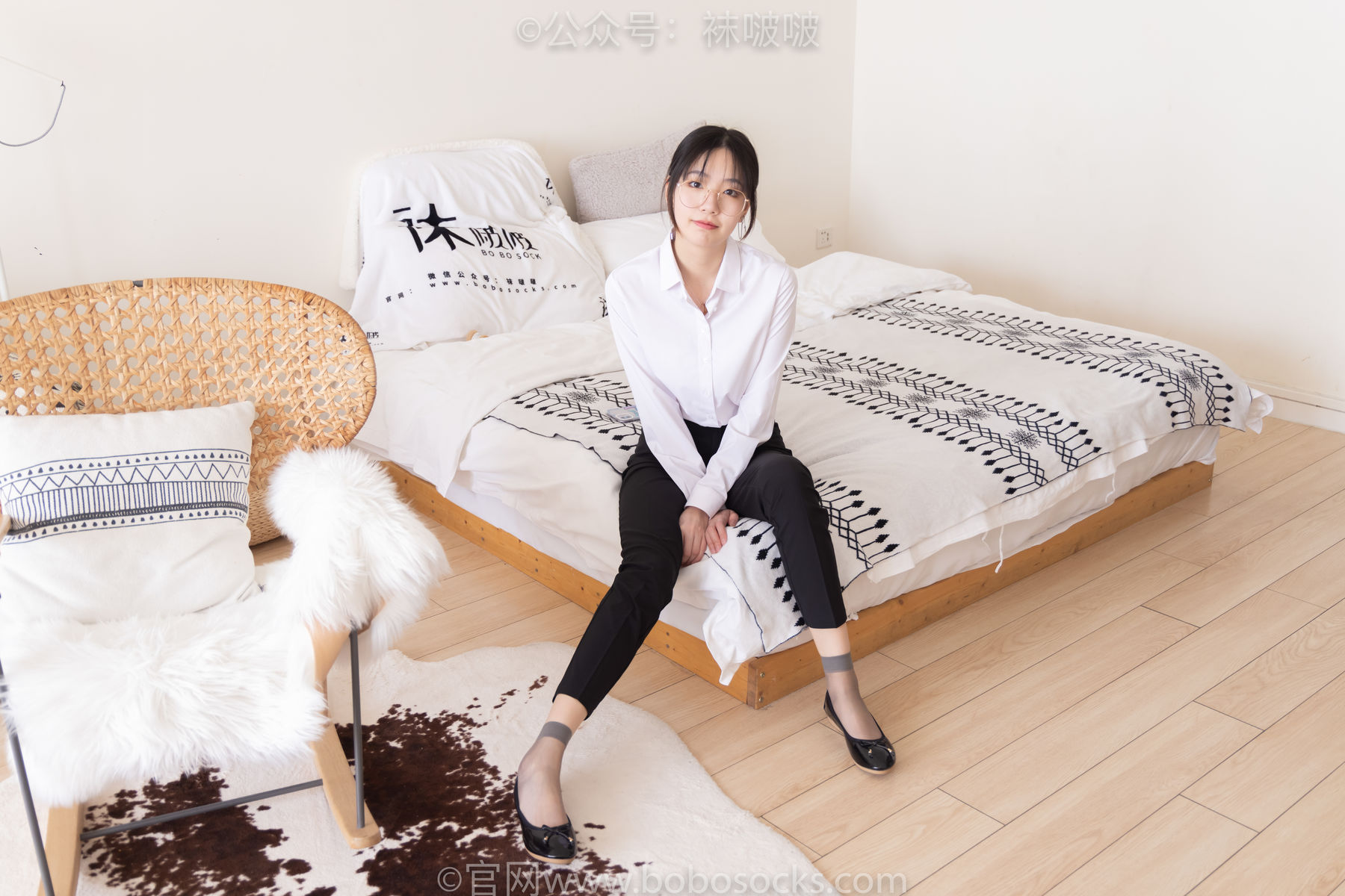 BoBoSocks袜啵啵 No.085 小甜豆-平底鞋、短灰丝、短肉丝