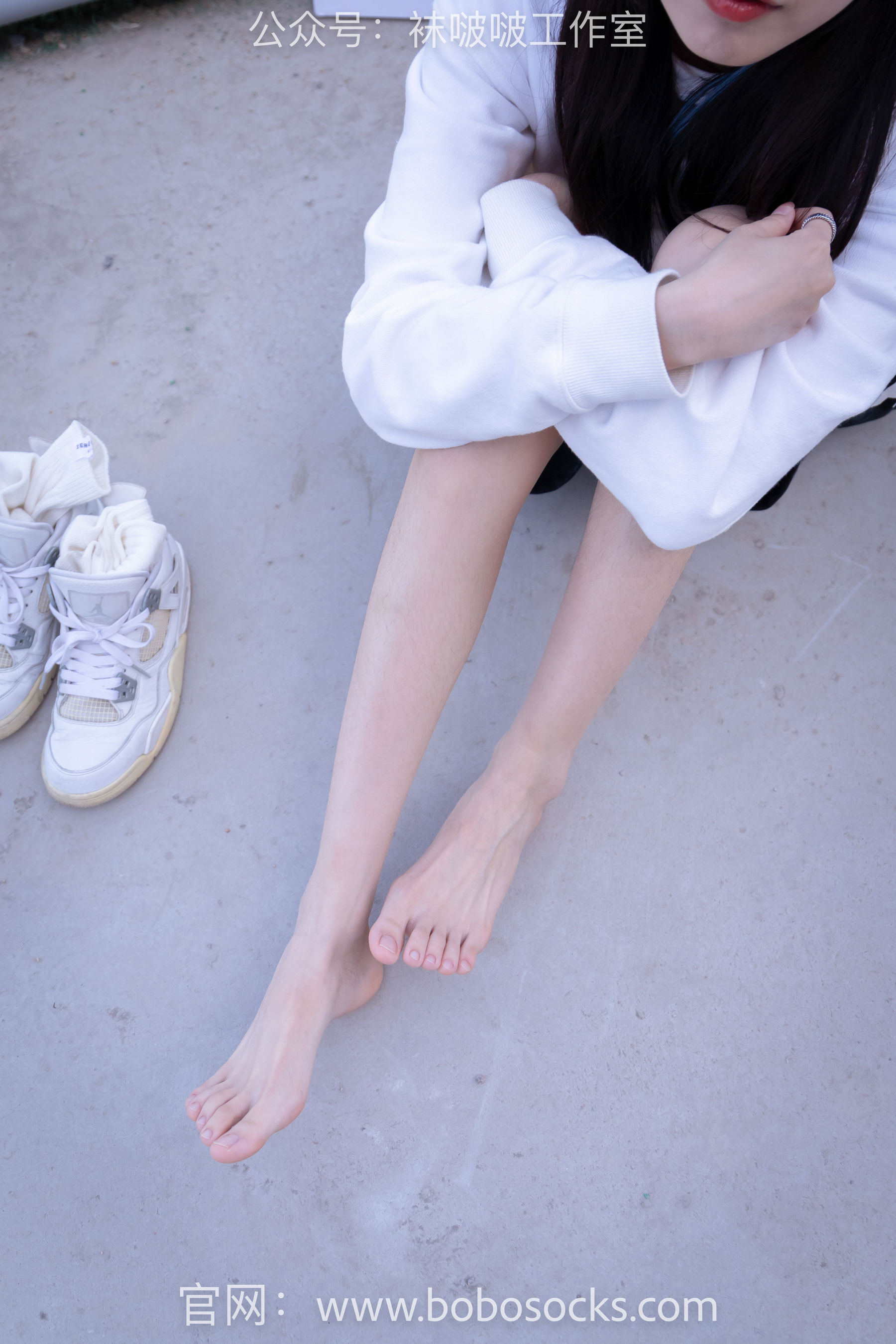 BoBoSocks袜啵啵 No.103 稚予-AJ篮球鞋、白棉袜、裸足