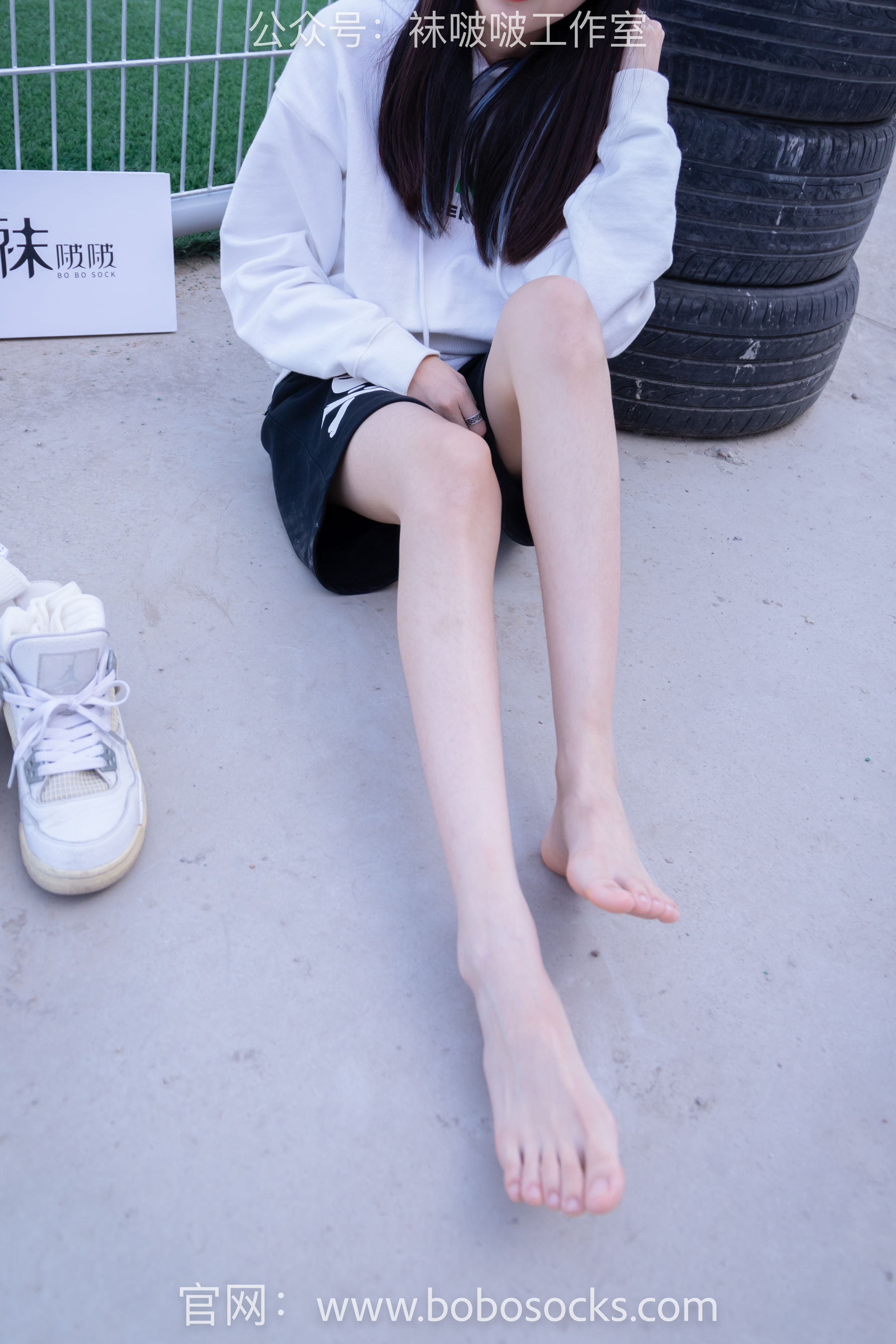 BoBoSocks袜啵啵 No.103 稚予-AJ篮球鞋、白棉袜、裸足
