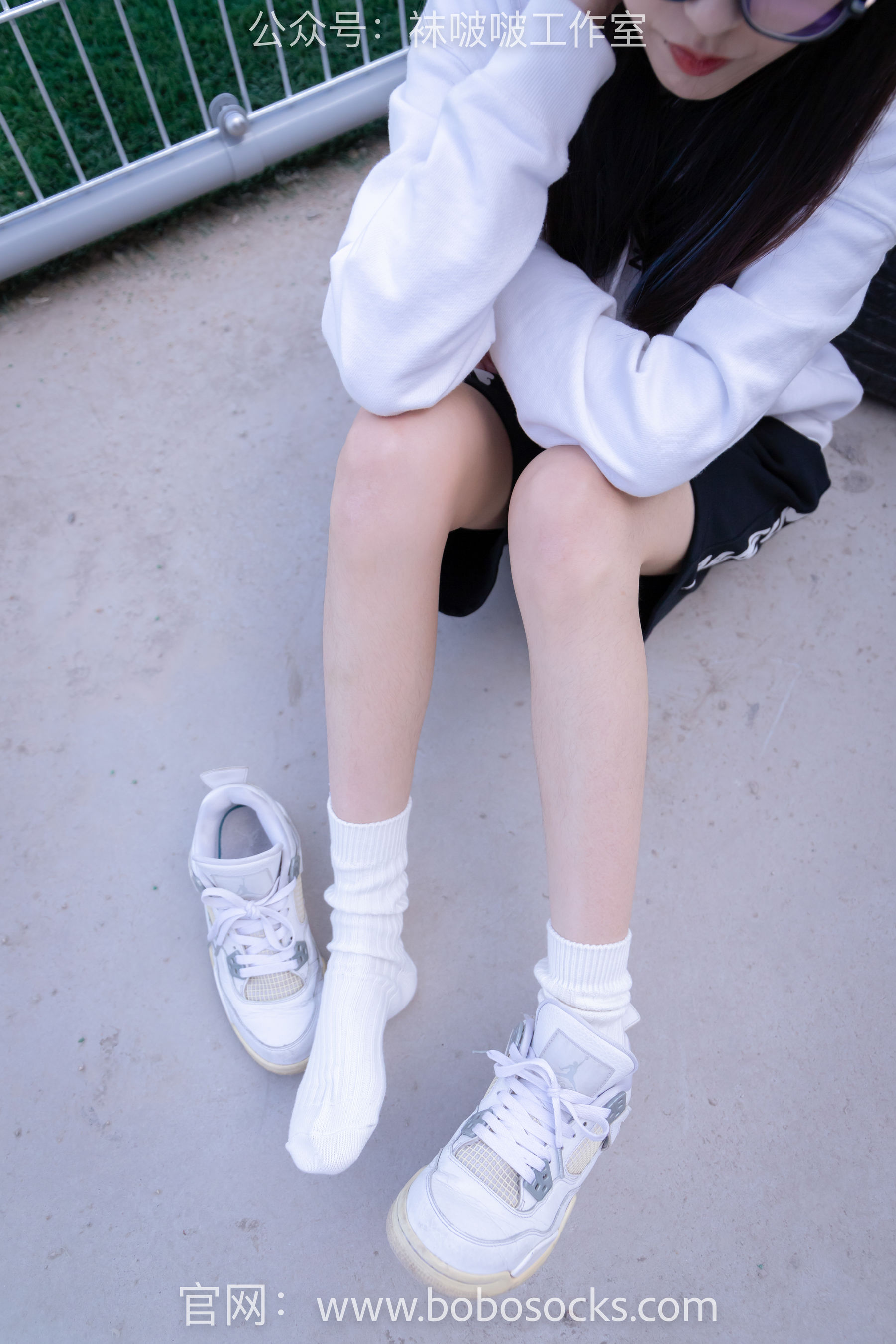 BoBoSocks袜啵啵 No.103 稚予-AJ篮球鞋、白棉袜、裸足