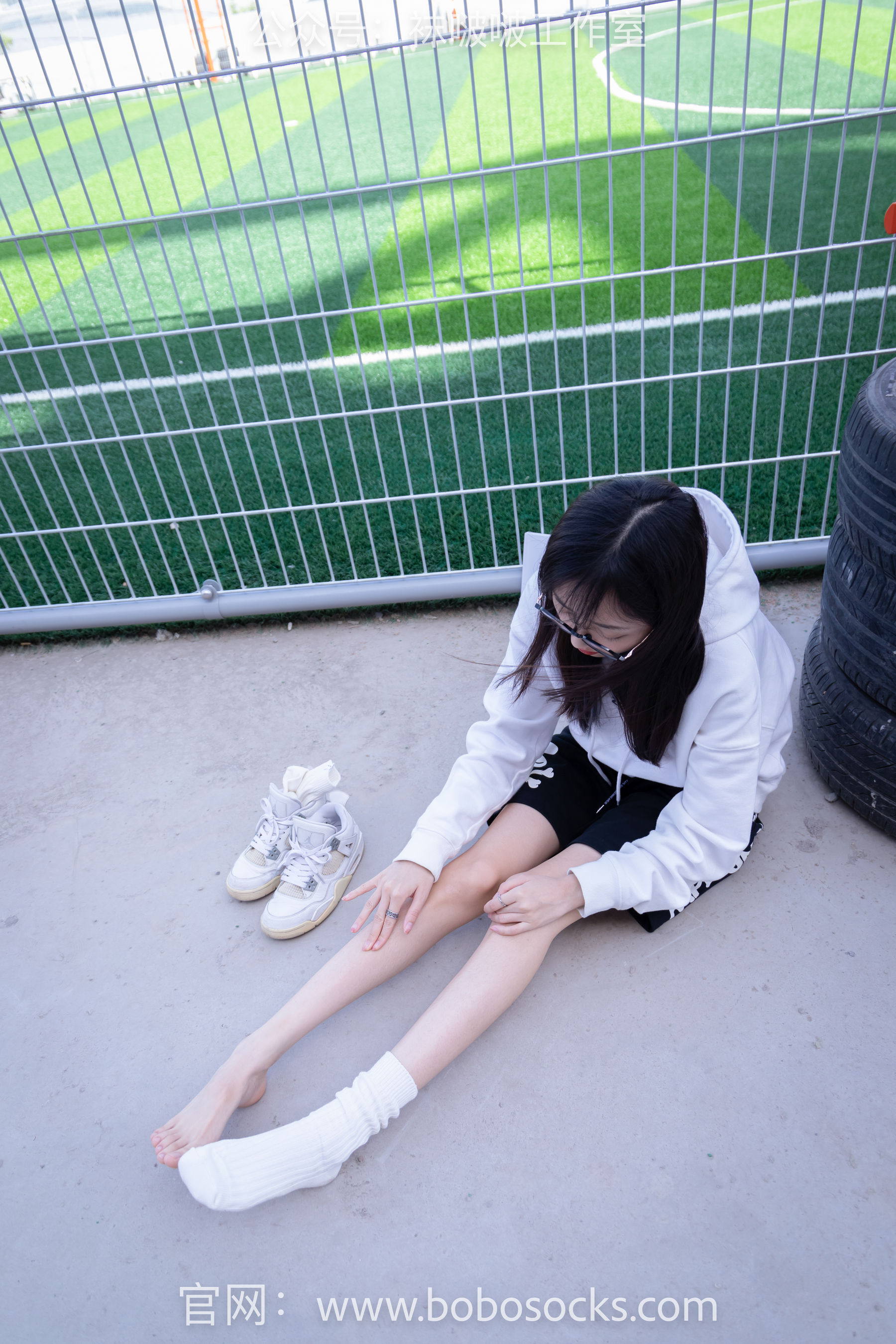 BoBoSocks袜啵啵 No.103 稚予-AJ篮球鞋、白棉袜、裸足