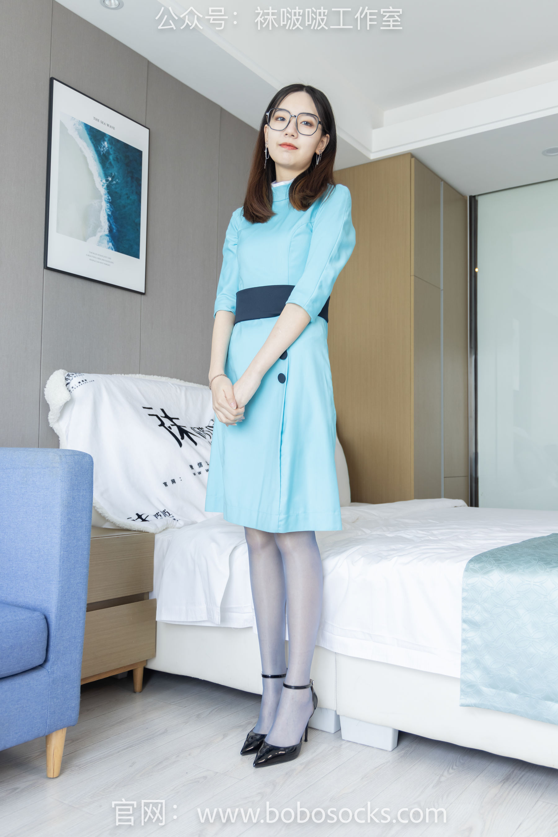 BoBoSocks袜啵啵 No.105 小甜豆-空姐制服、高跟鞋、蓝色丝袜