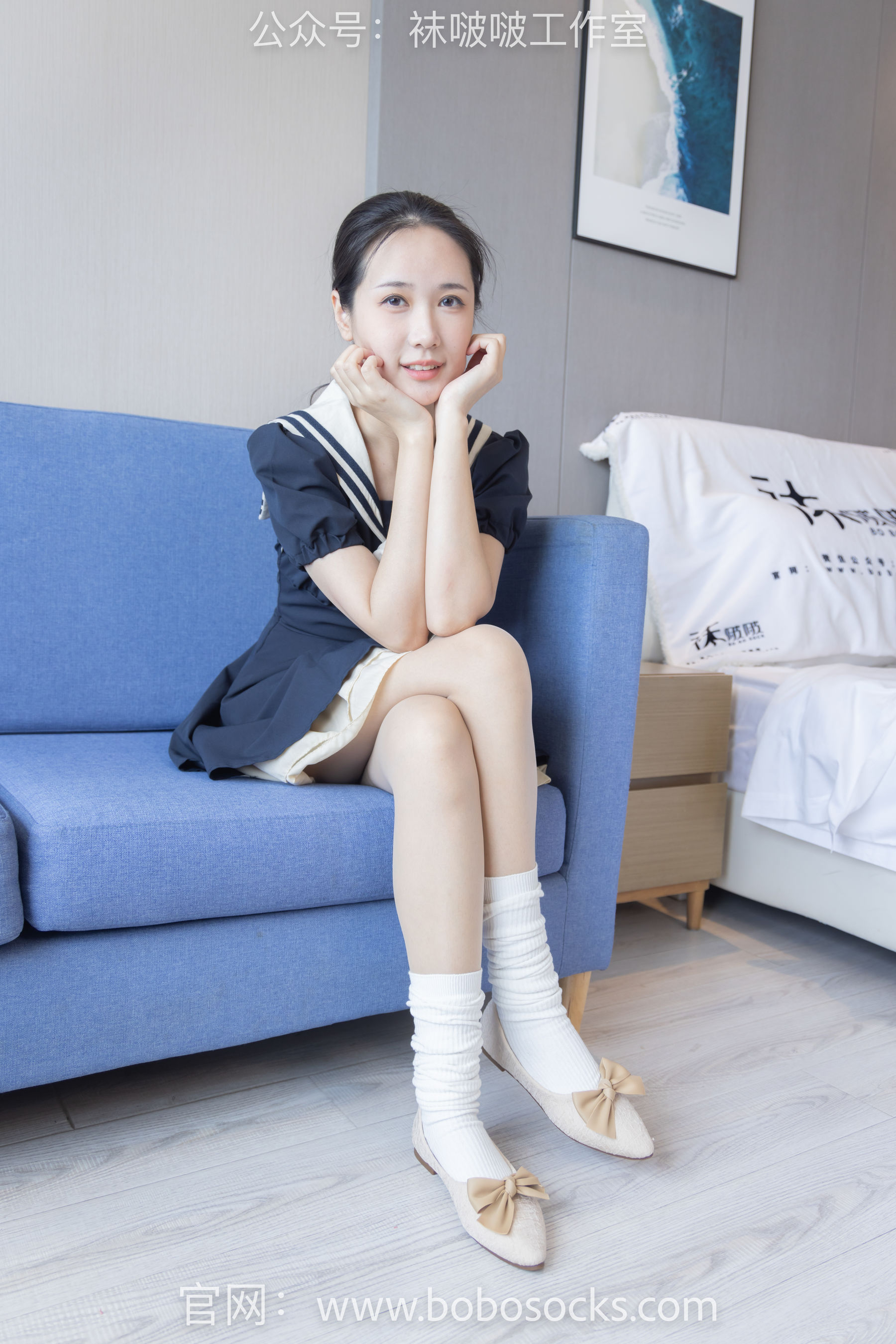 BoBoSocks袜啵啵 No.107 小安-平底鞋、白棉袜、肉丝