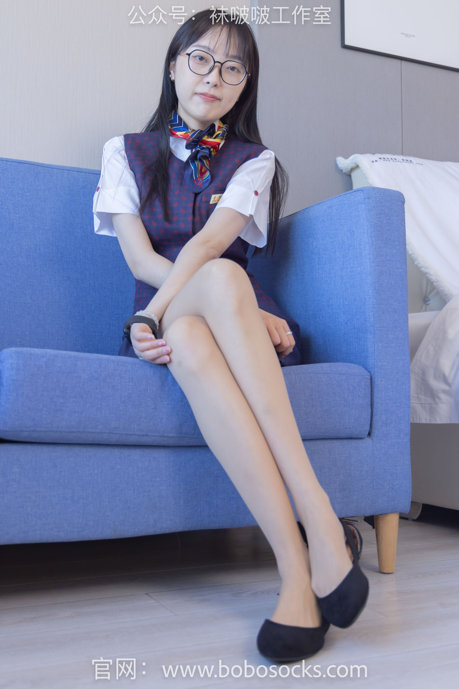 BoBoSocks袜啵啵 No.115 稚予-平底鞋、肉丝、空姐制服