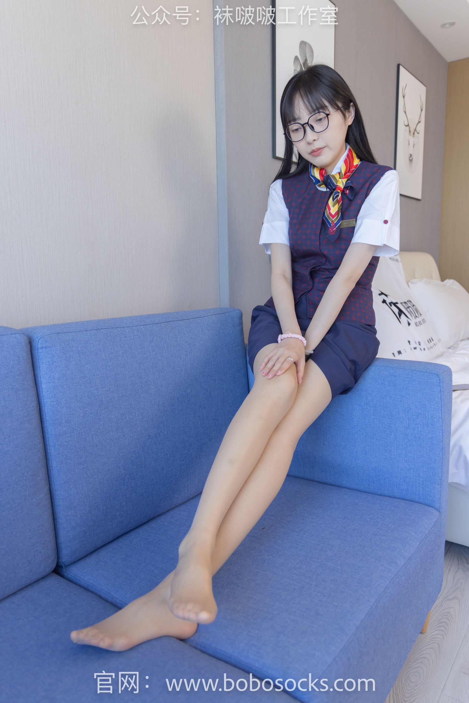 BoBoSocks袜啵啵 No.115 稚予-平底鞋、肉丝、空姐制服