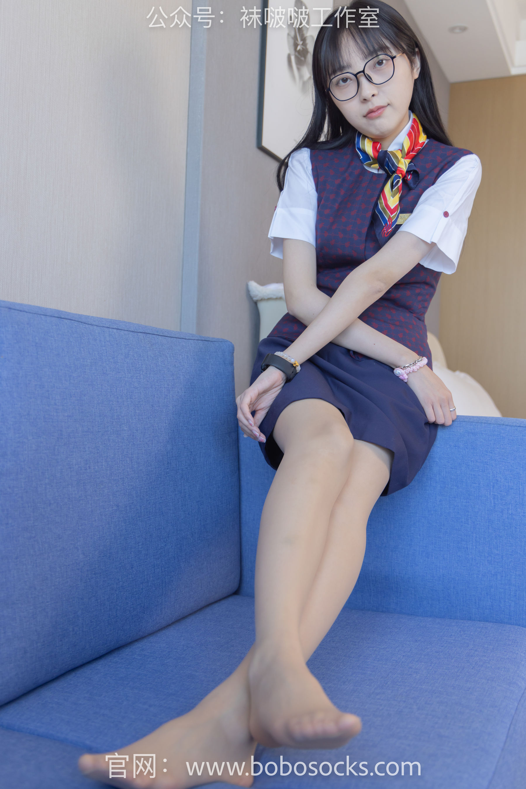 BoBoSocks袜啵啵 No.115 稚予-平底鞋、肉丝、空姐制服