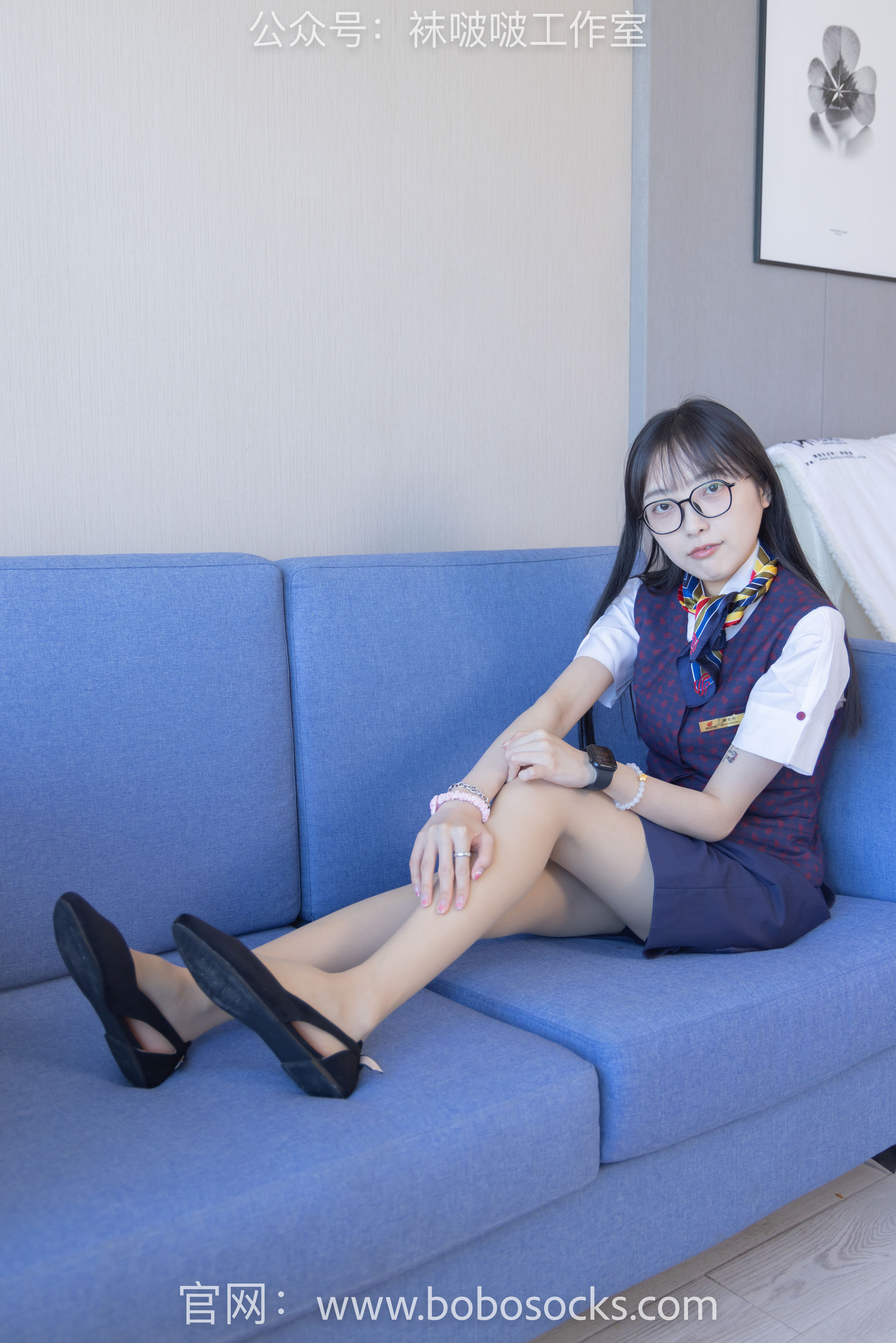 BoBoSocks袜啵啵 No.115 稚予-平底鞋、肉丝、空姐制服