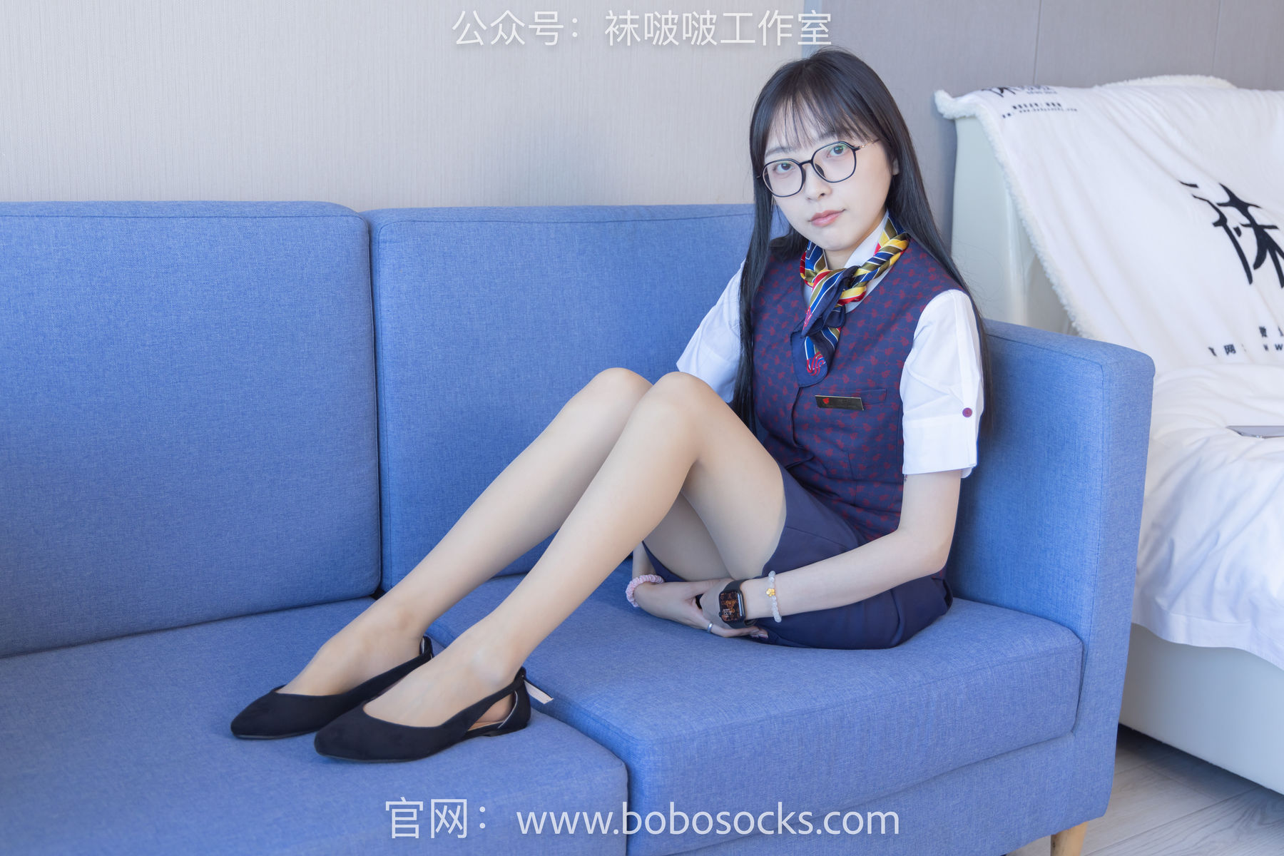 BoBoSocks袜啵啵 No.115 稚予-平底鞋、肉丝、空姐制服