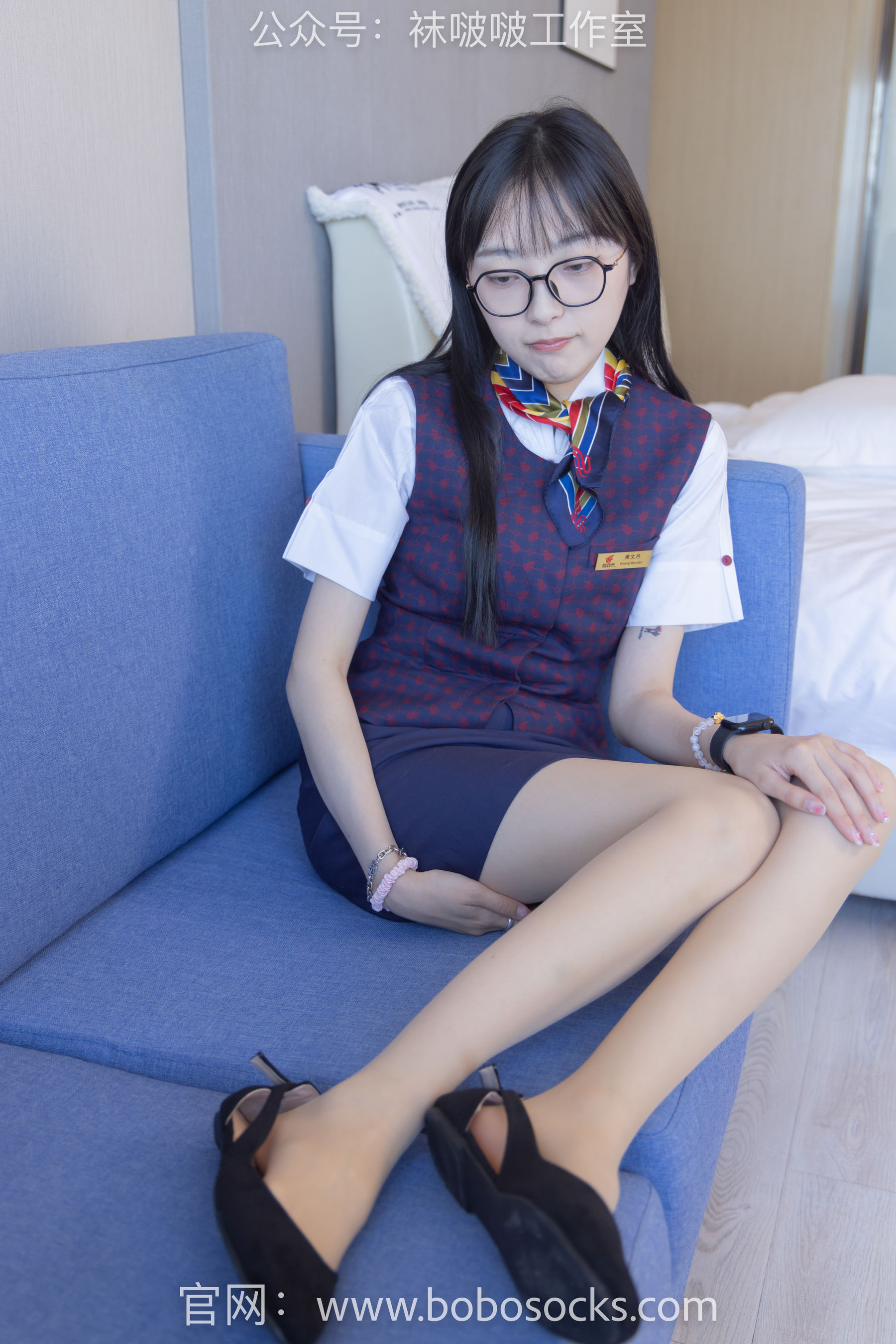 BoBoSocks袜啵啵 No.115 稚予-平底鞋、肉丝、空姐制服