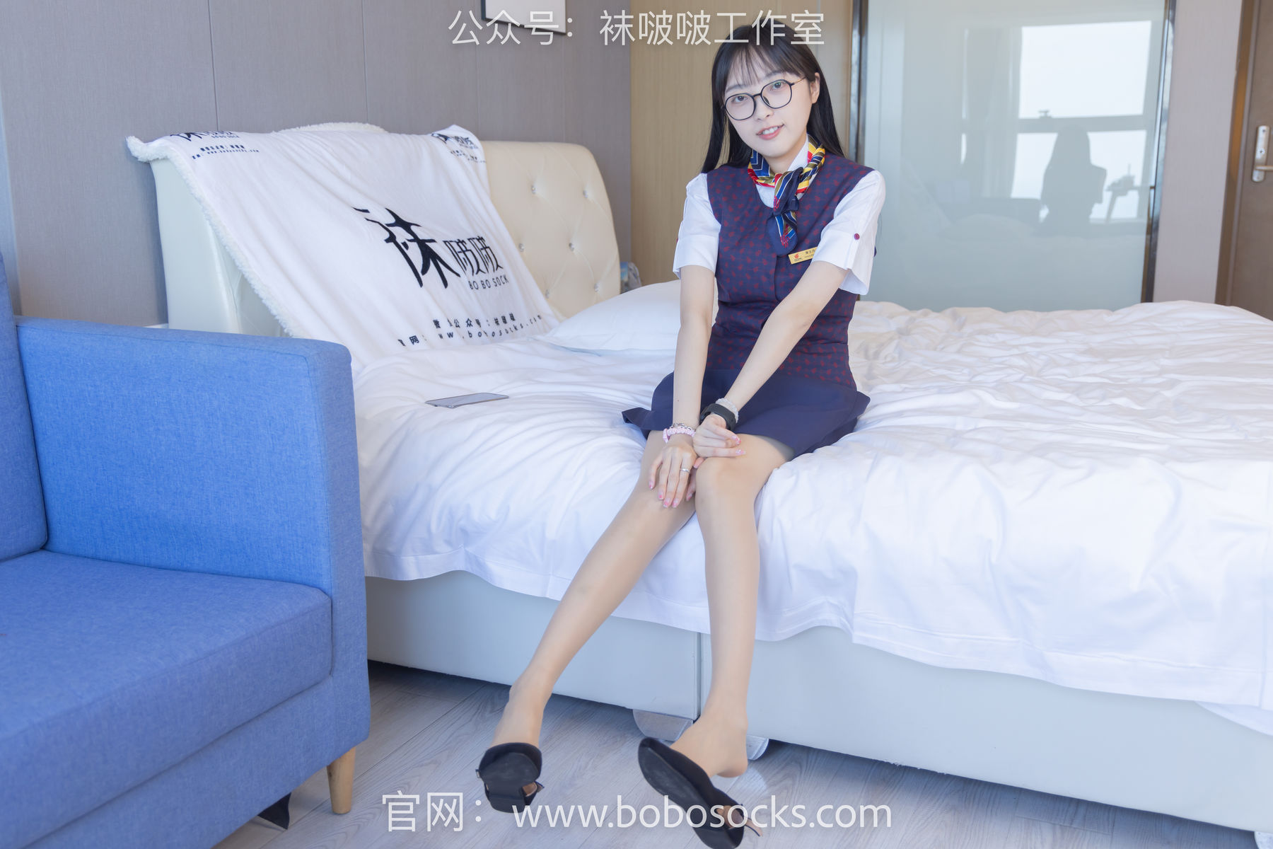 BoBoSocks袜啵啵 No.115 稚予-平底鞋、肉丝、空姐制服