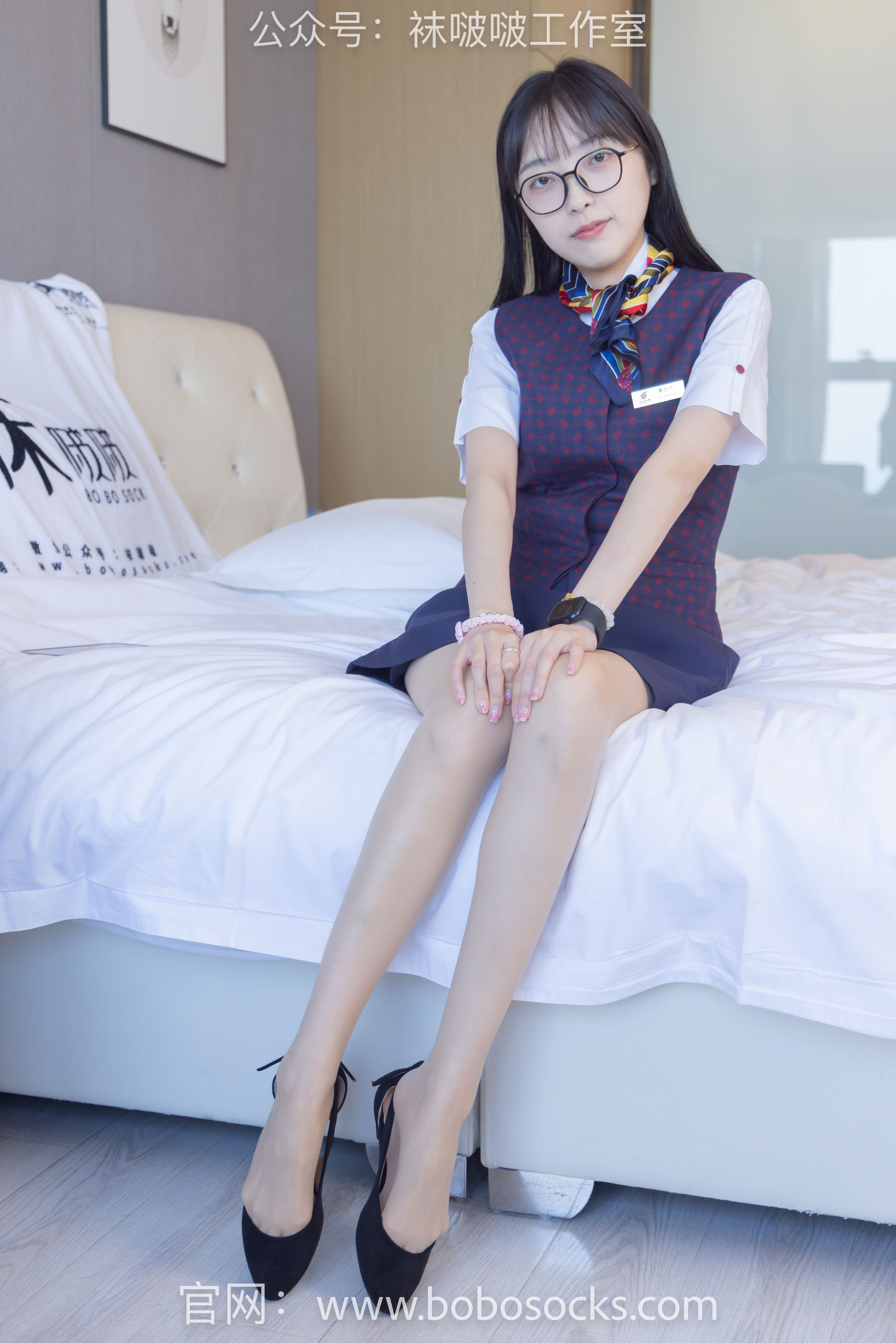 BoBoSocks袜啵啵 No.115 稚予-平底鞋、肉丝、空姐制服