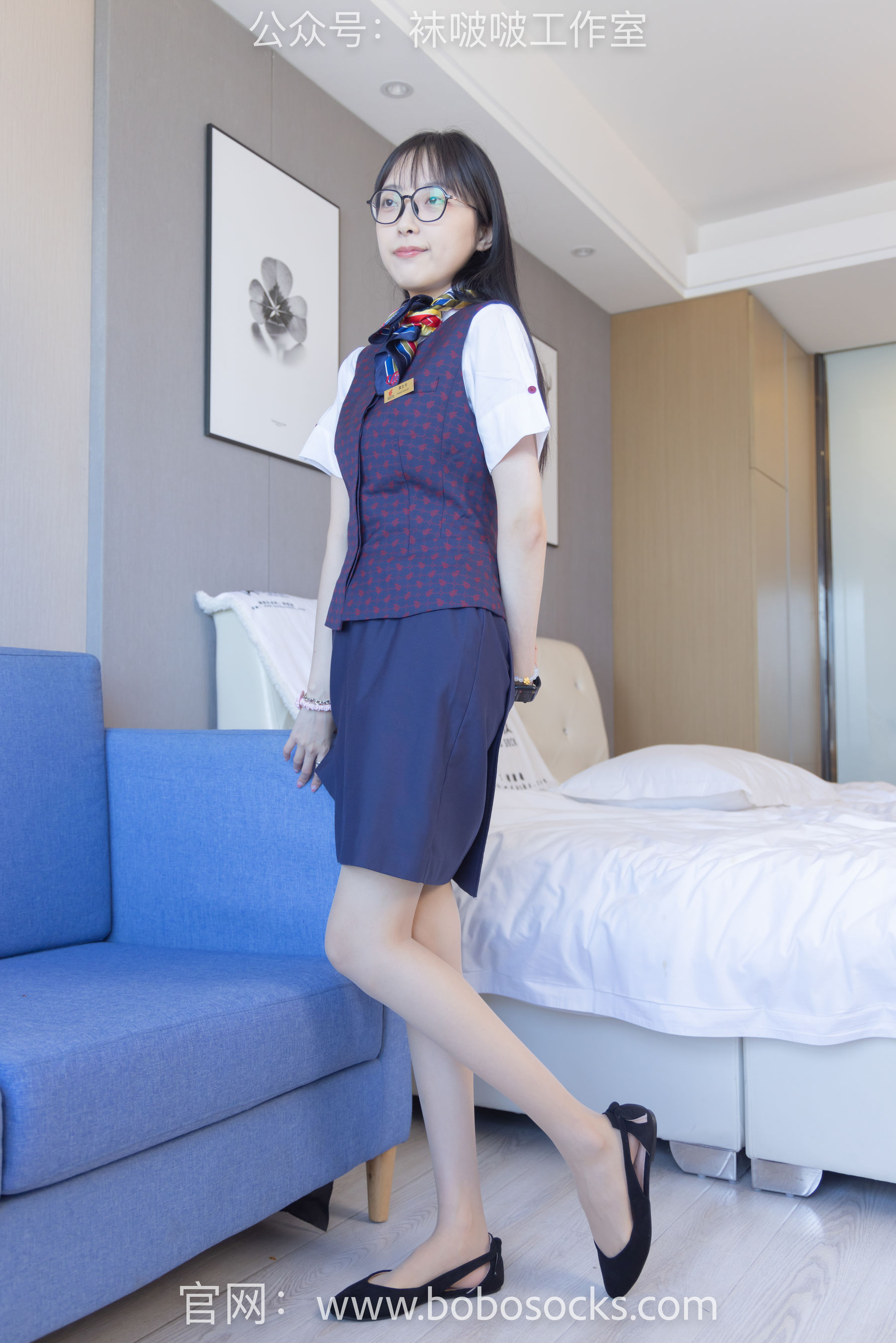 BoBoSocks袜啵啵 No.115 稚予-平底鞋、肉丝、空姐制服