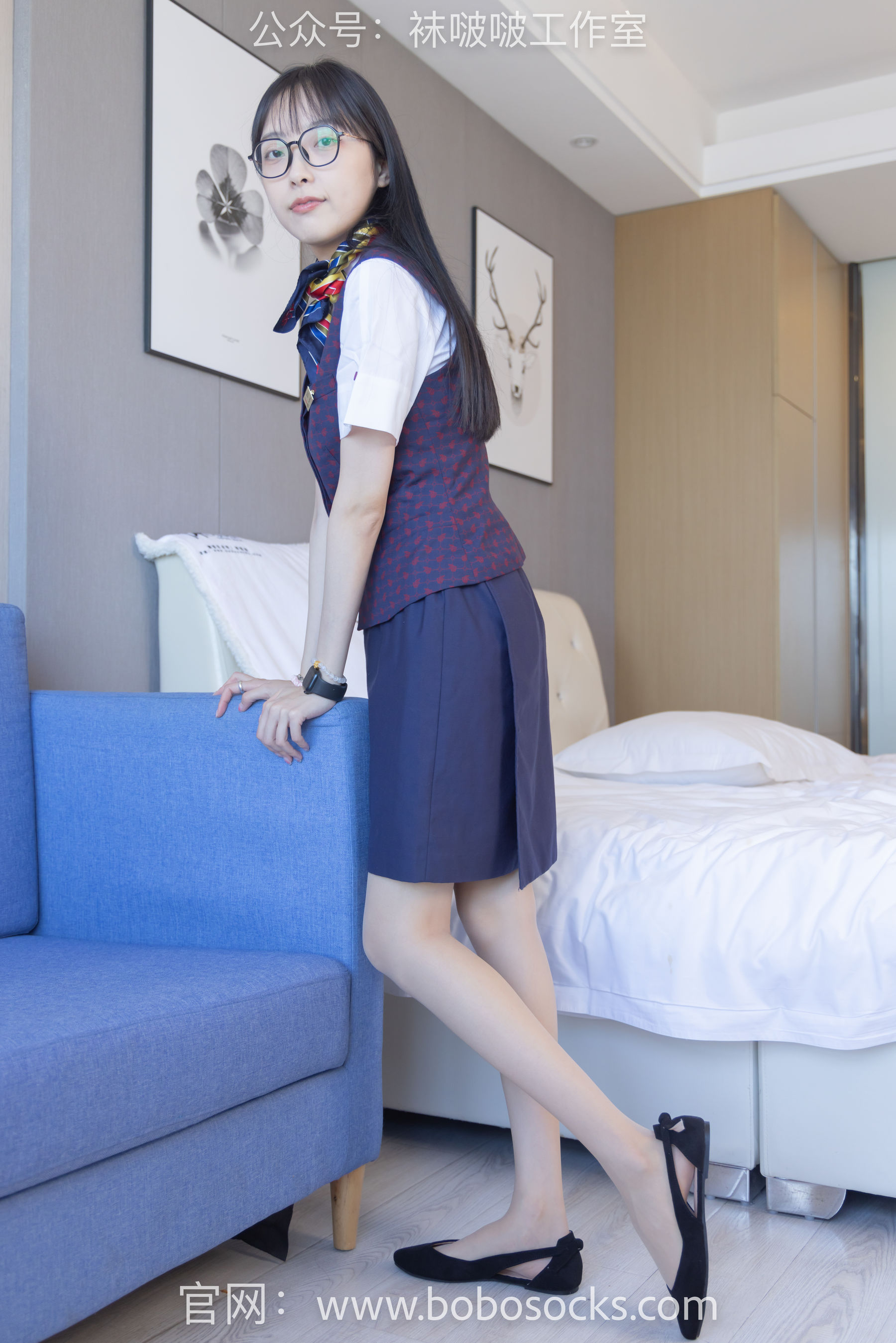 BoBoSocks袜啵啵 No.115 稚予-平底鞋、肉丝、空姐制服