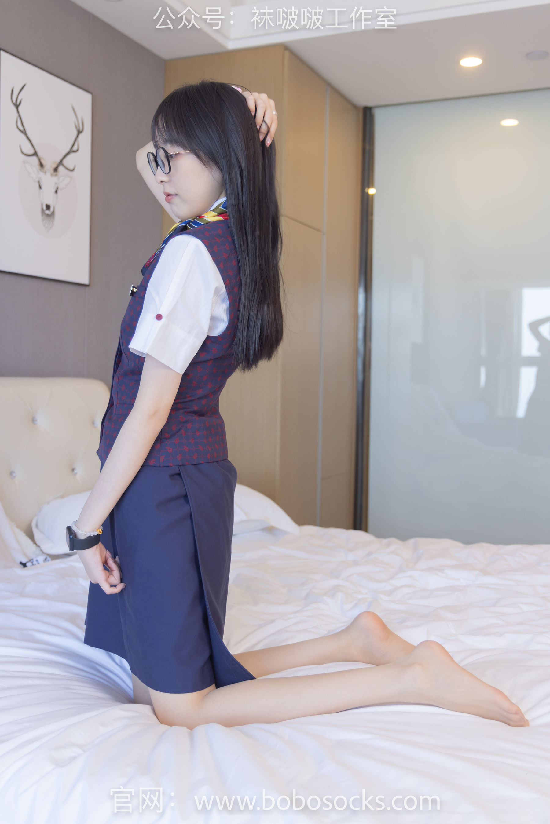 BoBoSocks袜啵啵 No.115 稚予-平底鞋、肉丝、空姐制服