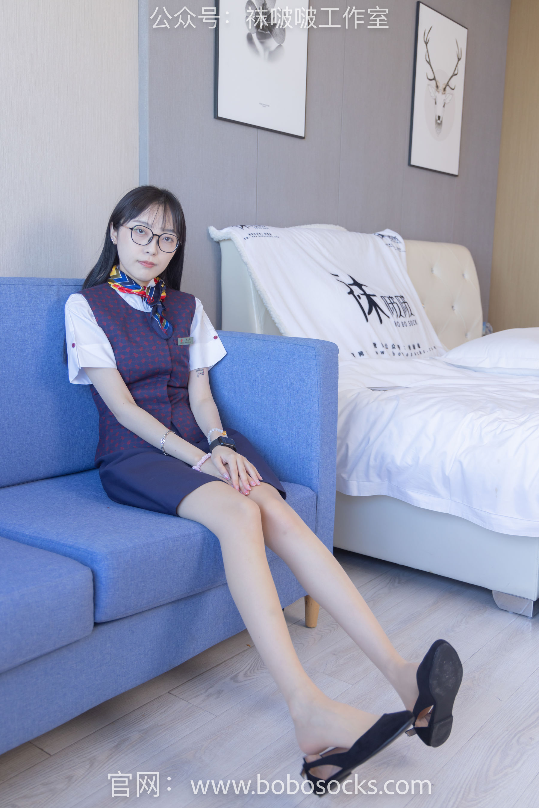 BoBoSocks袜啵啵 No.115 稚予-平底鞋、肉丝、空姐制服