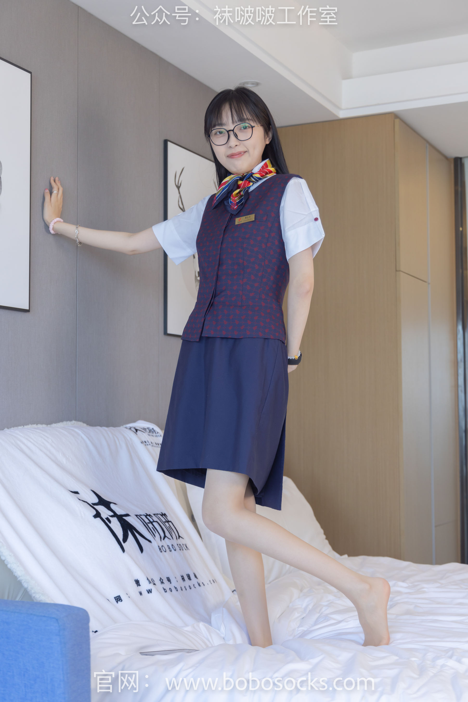 BoBoSocks袜啵啵 No.115 稚予-平底鞋、肉丝、空姐制服