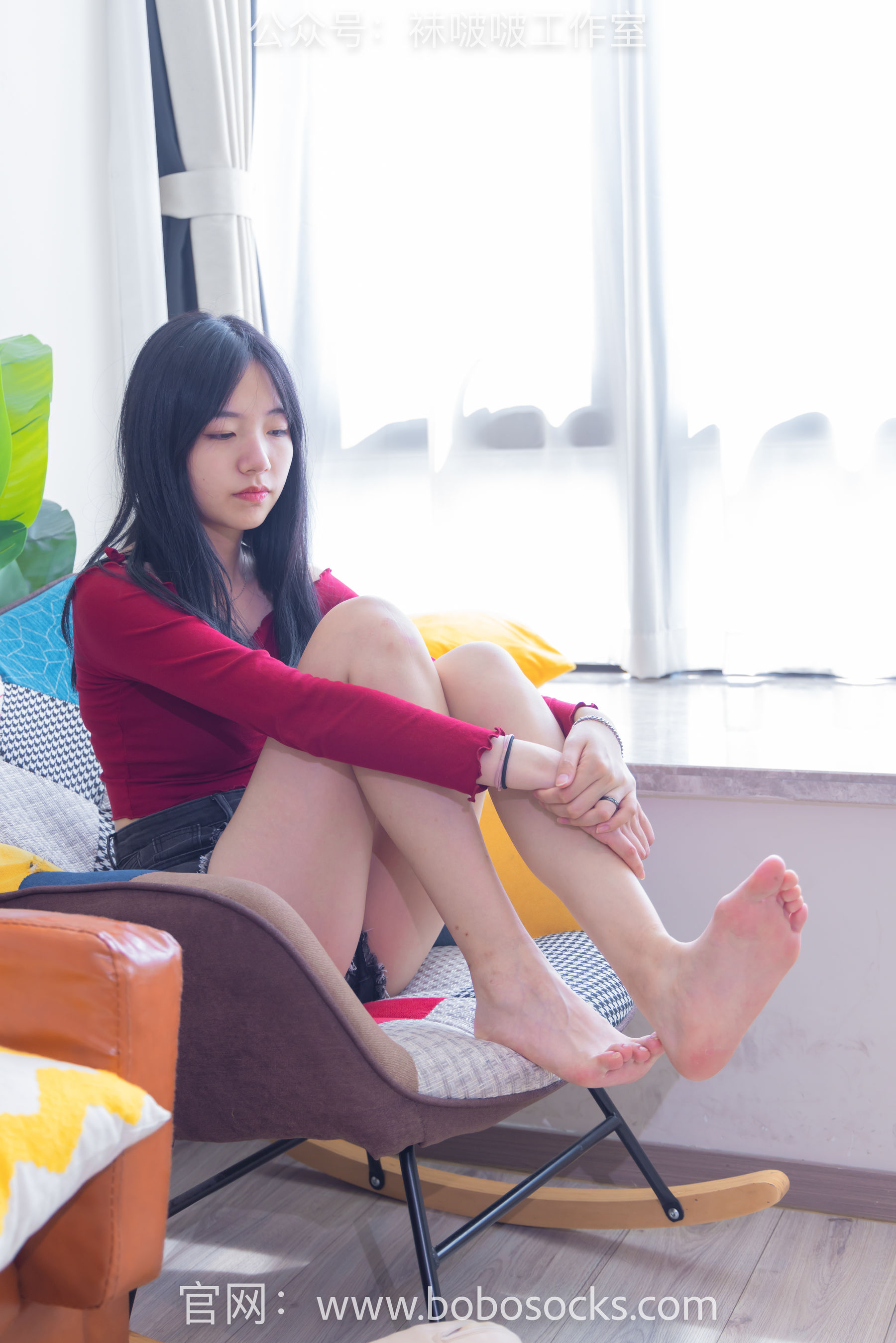 BoBoSocks袜啵啵 No.120 小甜豆-高跟长靴、白棉袜、裸足