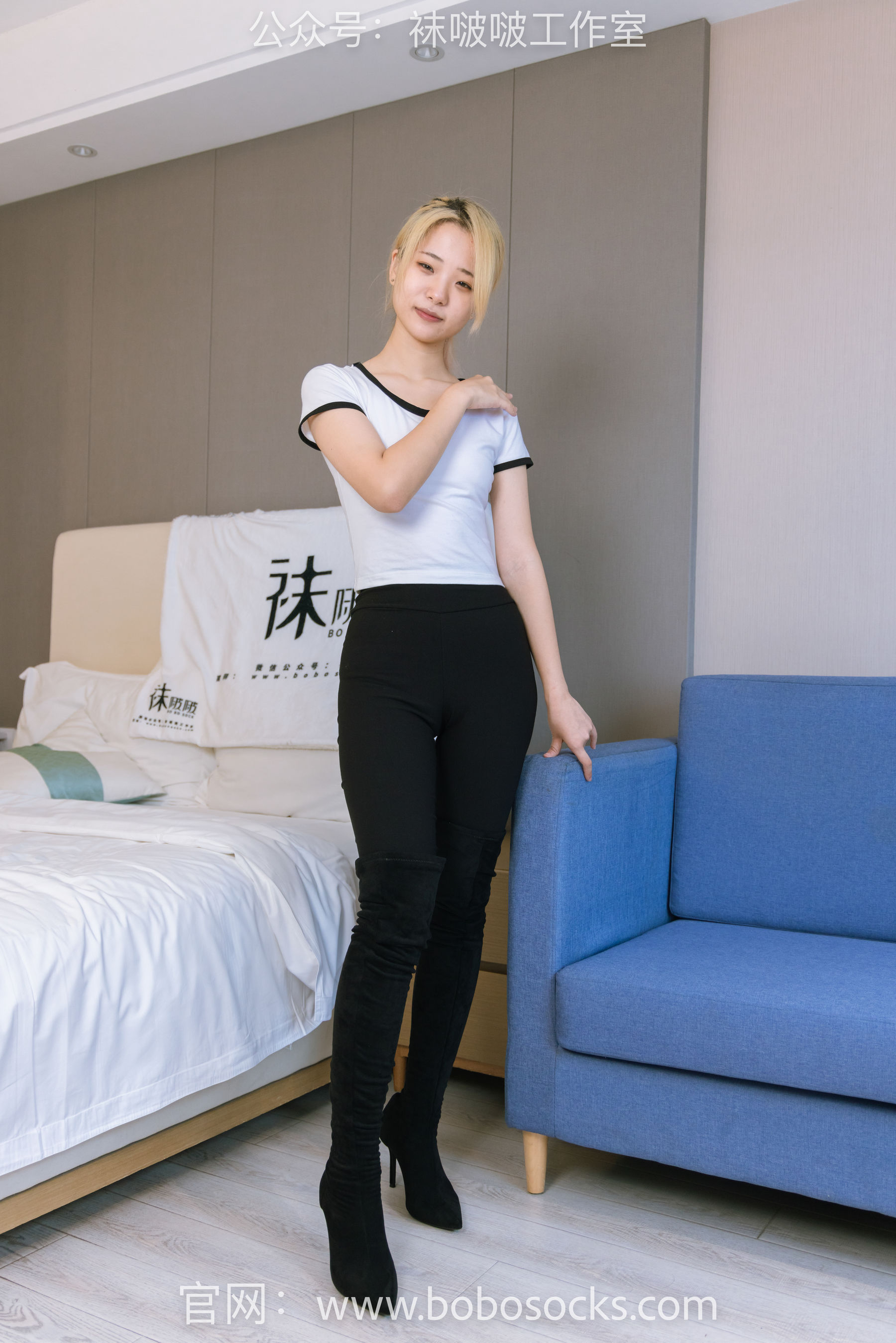 BoBoSocks袜啵啵 No.122 小淳-高跟长靴、白棉袜、裸足
