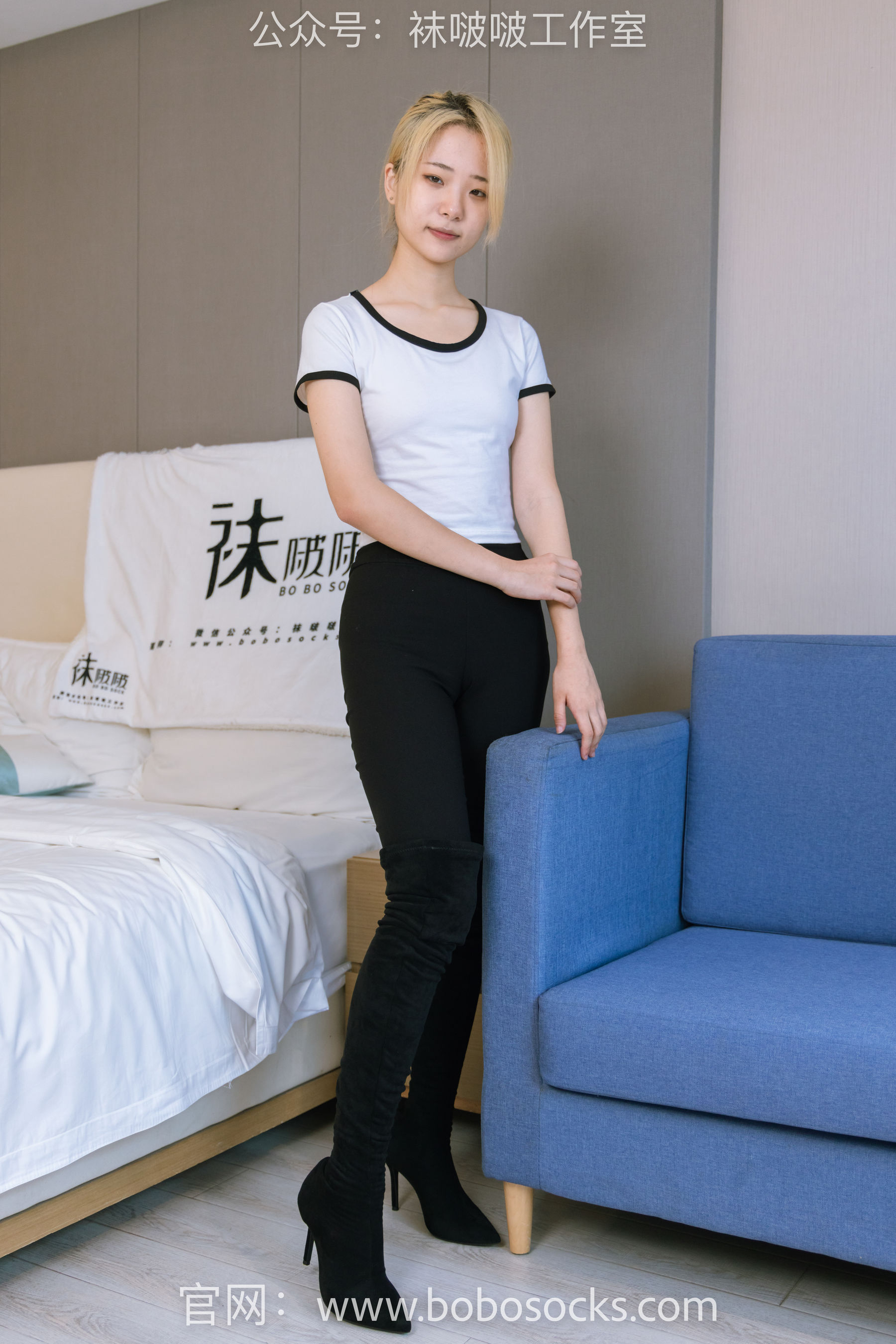 BoBoSocks袜啵啵 No.122 小淳-高跟长靴、白棉袜、裸足