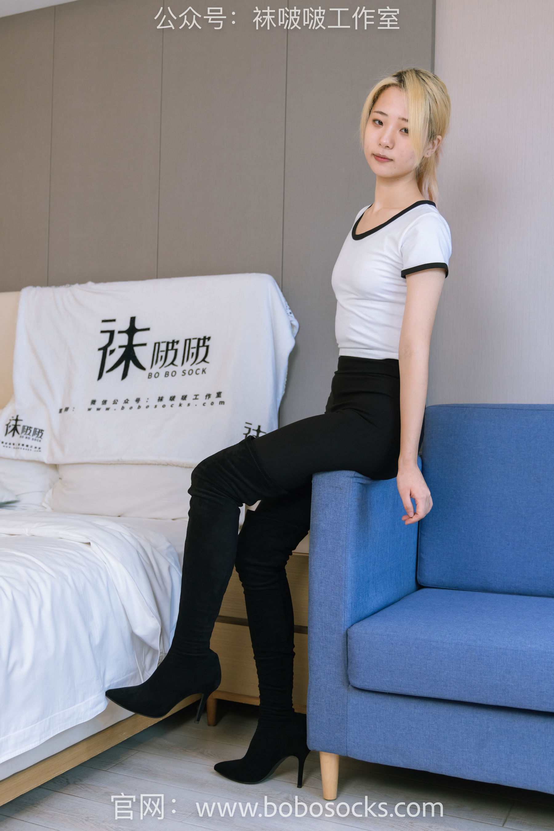 BoBoSocks袜啵啵 No.122 小淳-高跟长靴、白棉袜、裸足