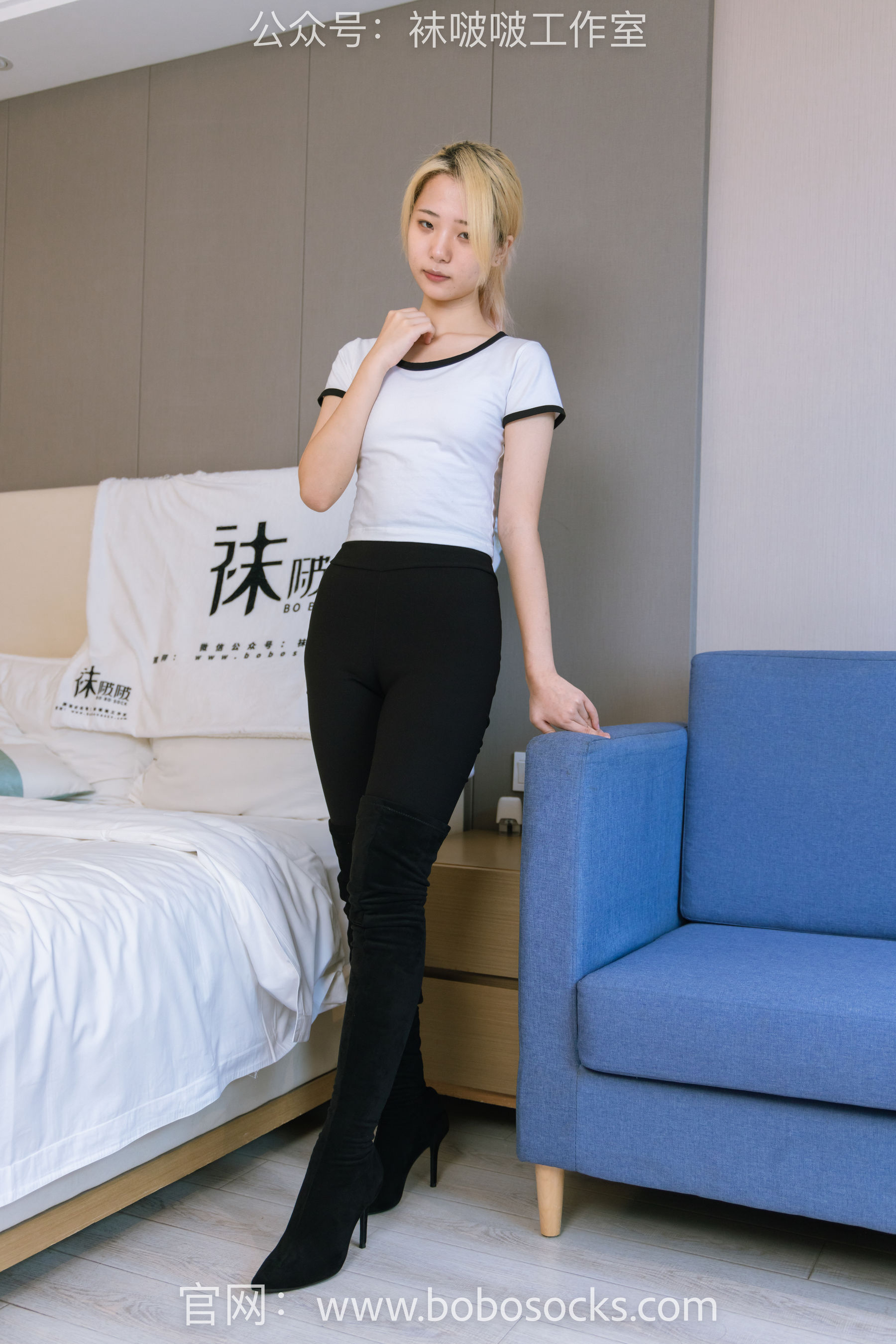 BoBoSocks袜啵啵 No.122 小淳-高跟长靴、白棉袜、裸足
