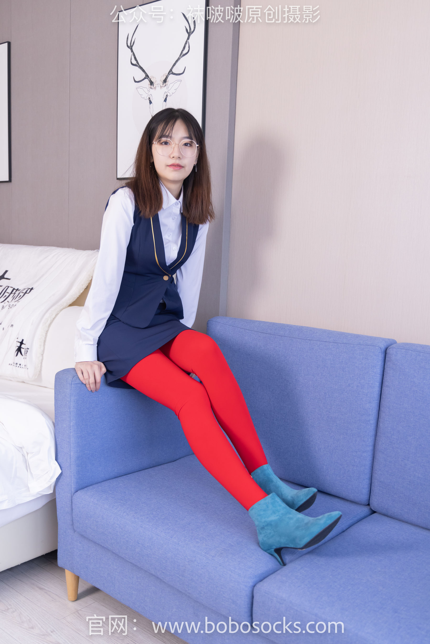 BoBoSocks袜啵啵 No.132 小甜豆-aj1板鞋、蓝色短靴、厚黑丝、厚红丝