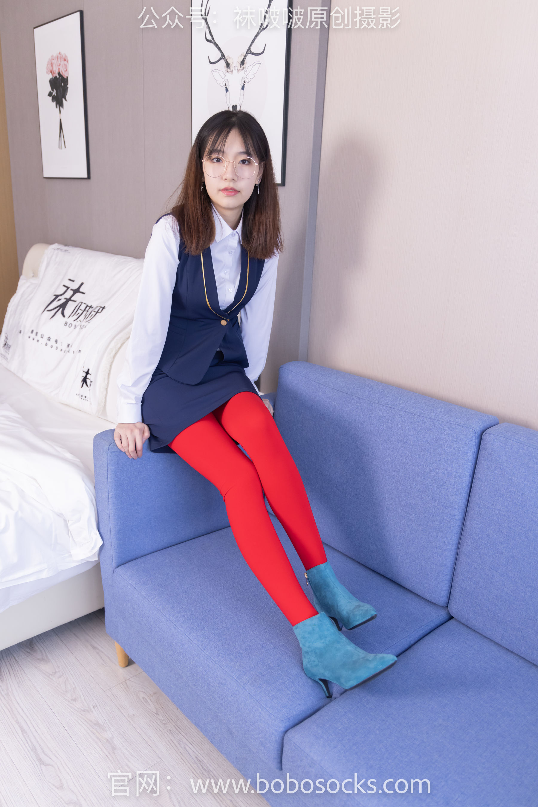 BoBoSocks袜啵啵 No.132 小甜豆-aj1板鞋、蓝色短靴、厚黑丝、厚红丝