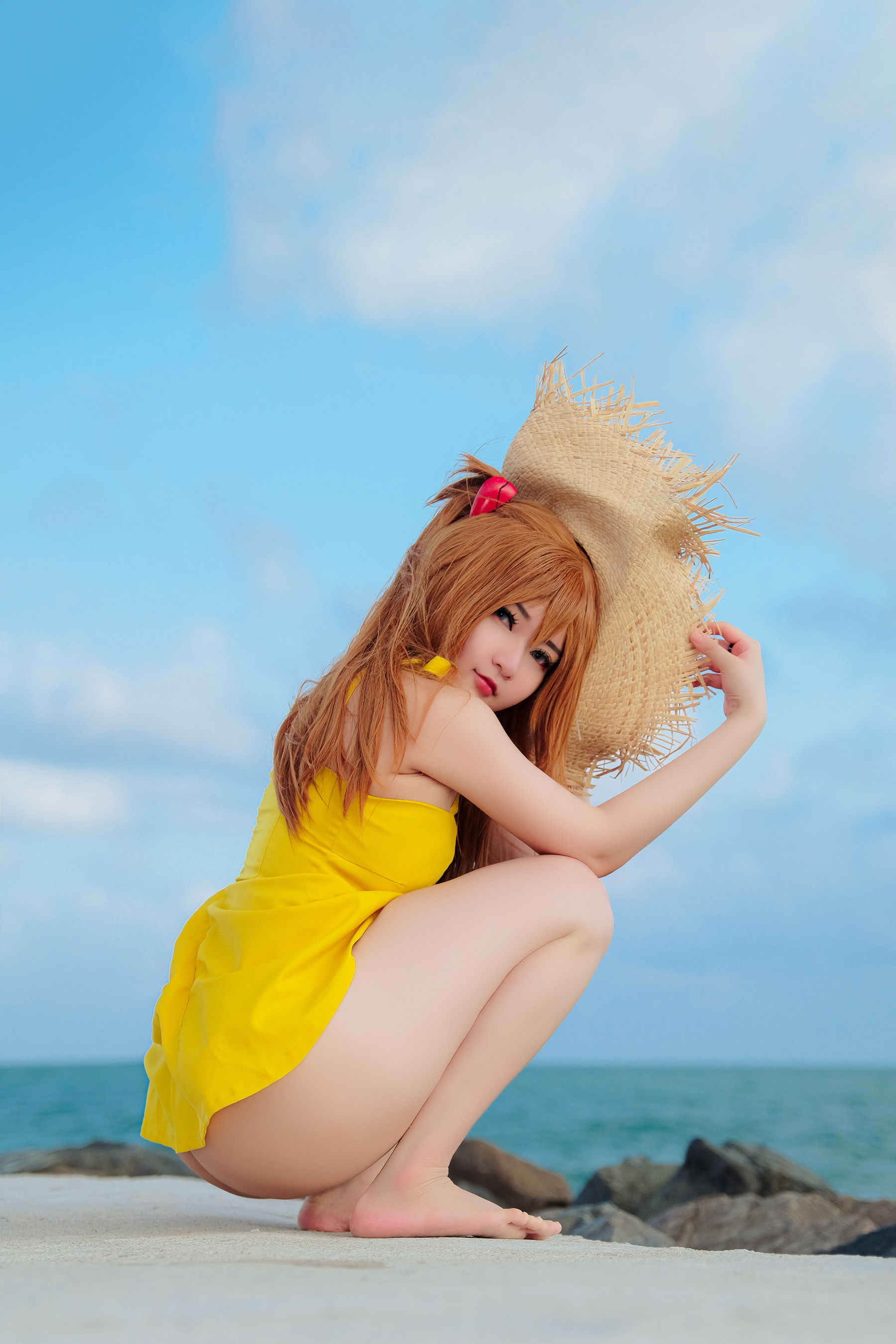 Coser小姐姐Potato Godzilla - Asuka Yellow Dress