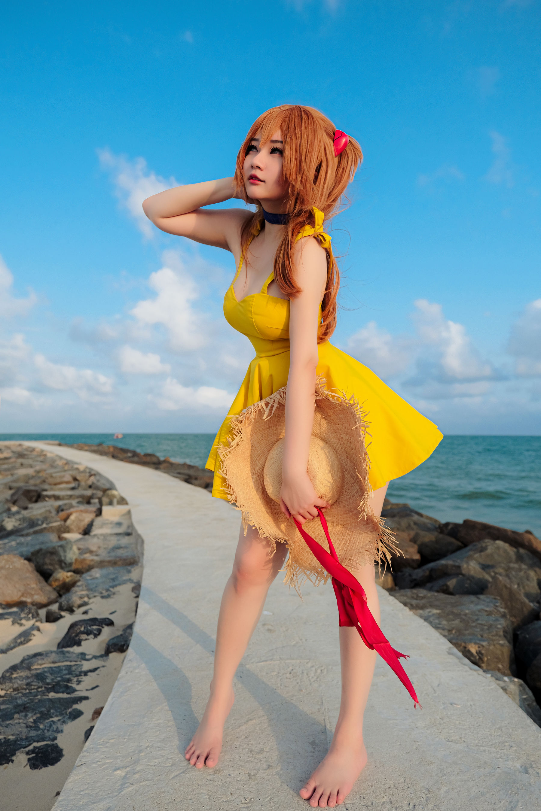 Coser小姐姐Potato Godzilla - Asuka Yellow Dress