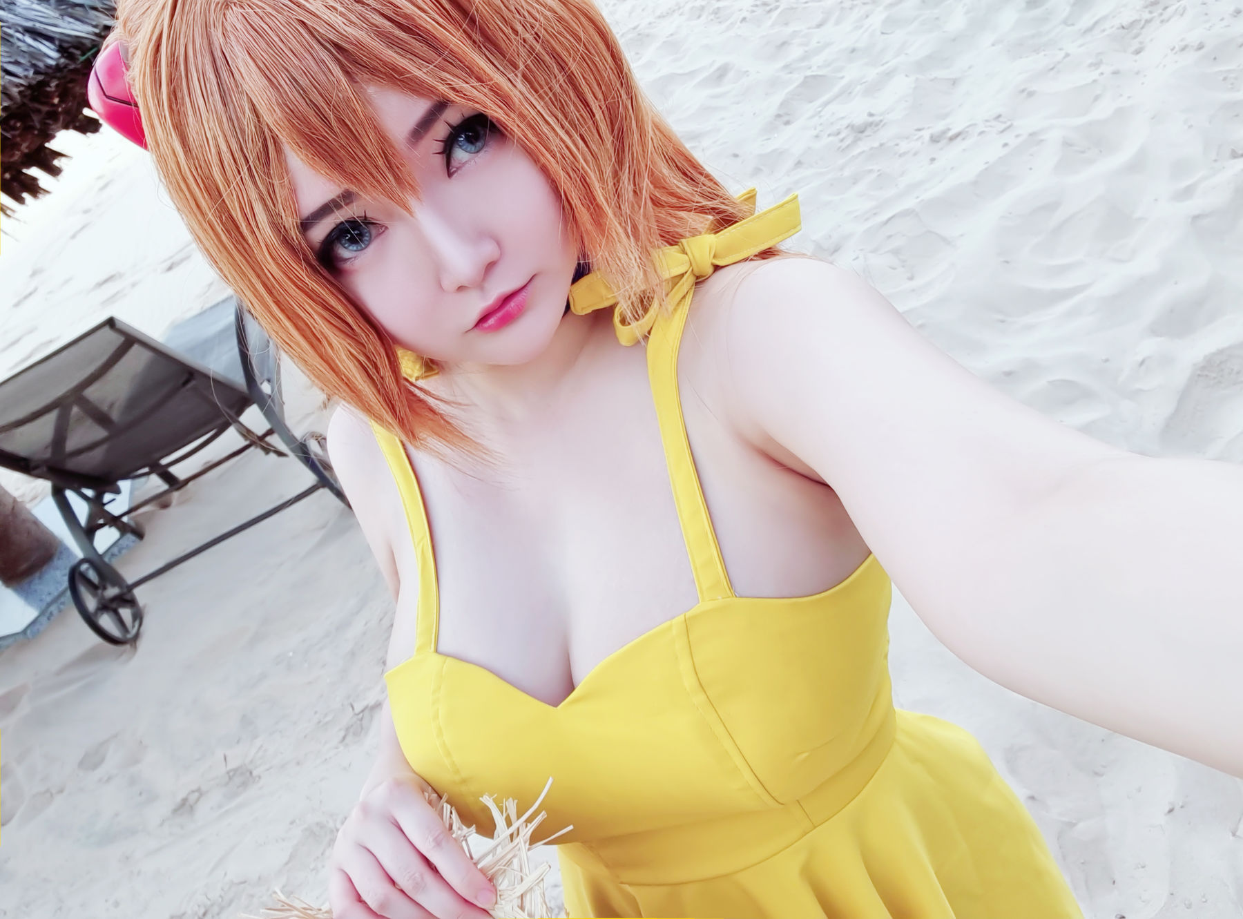 Coser小姐姐Potato Godzilla - Asuka Yellow Dress