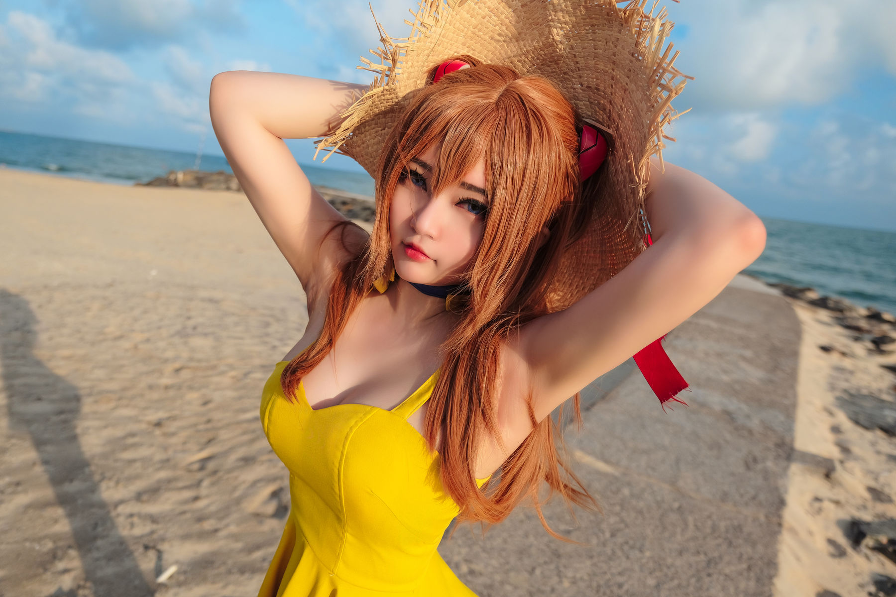 Coser小姐姐Potato Godzilla - Asuka Yellow Dress