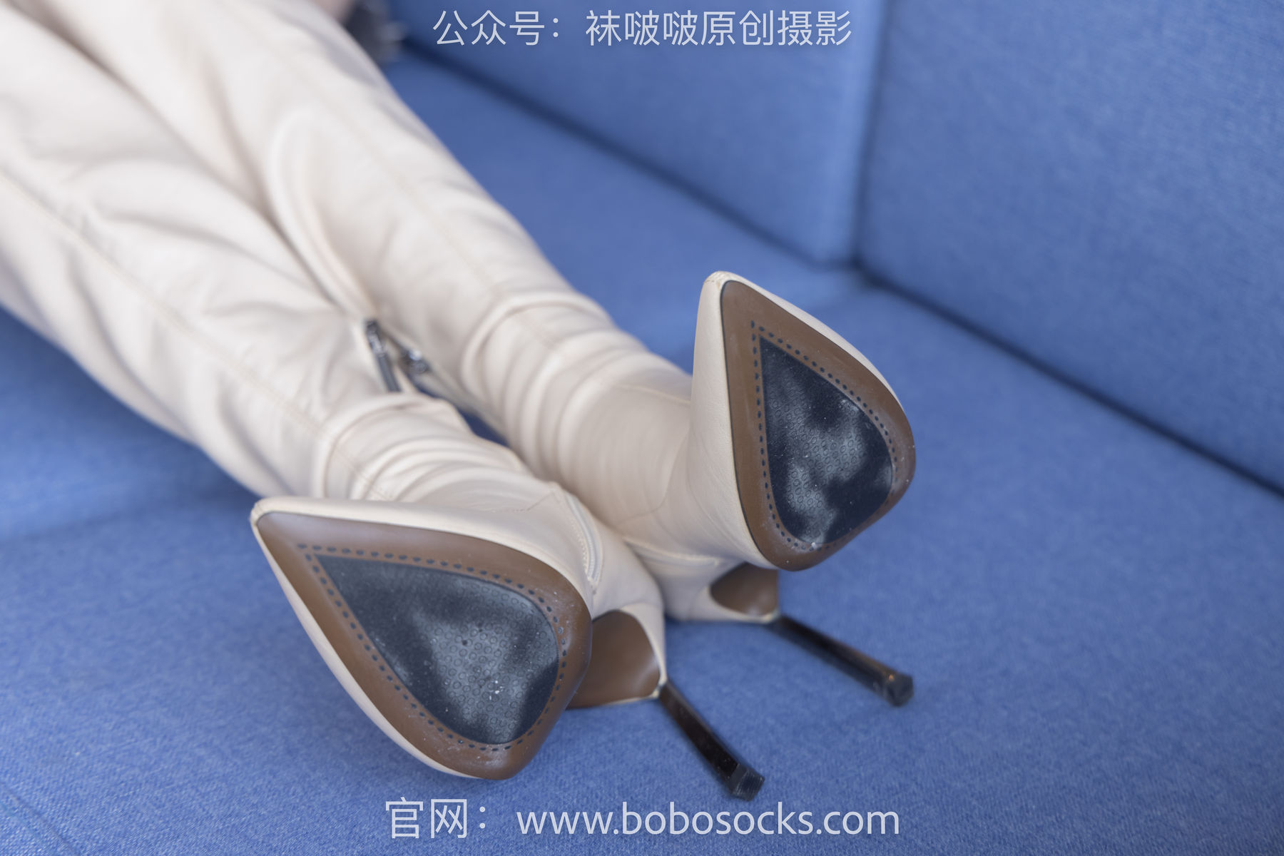 BoBoSocks袜啵啵 No.136 小甜豆-高跟长靴、白棉袜、裸足
